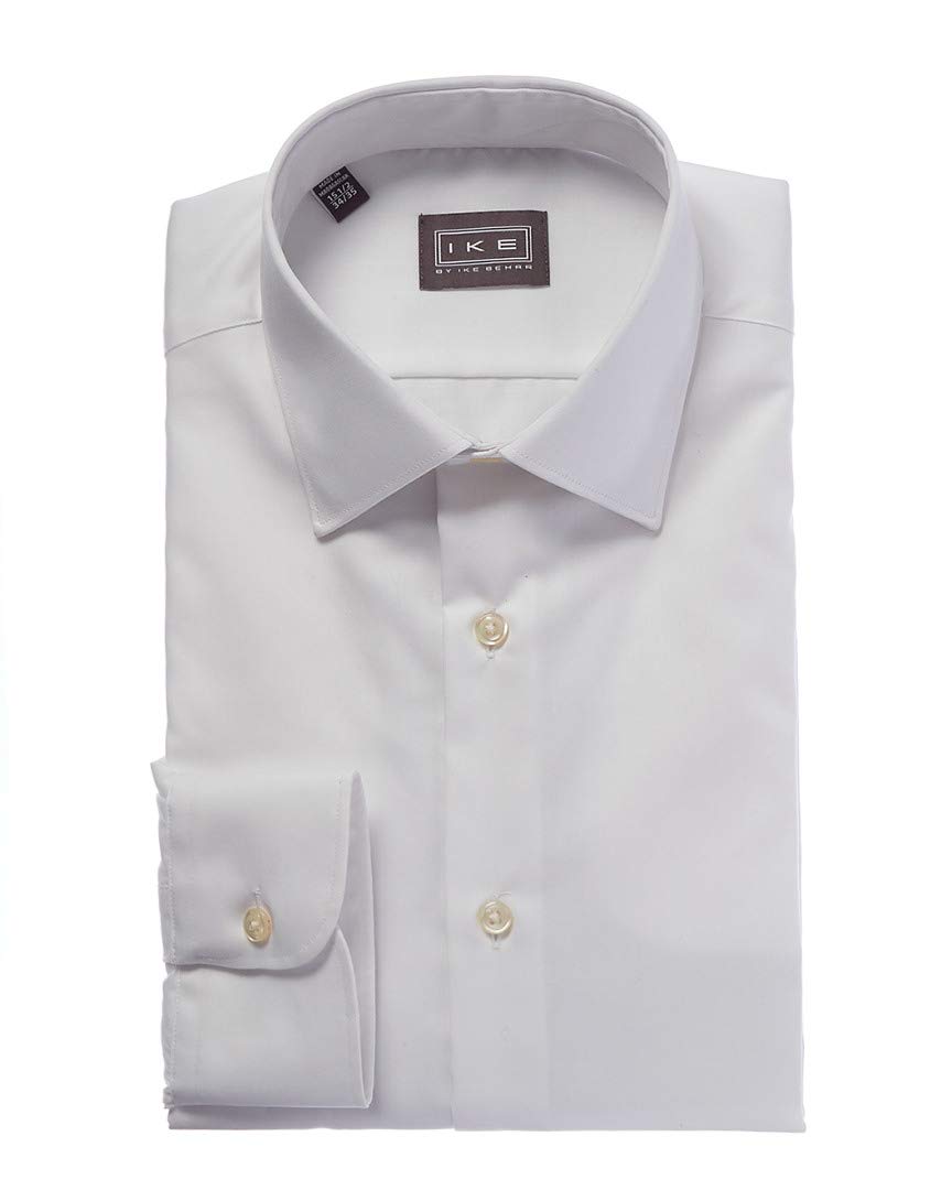 Ike Behar IKE Men's Regular Fit French Cuff Dress Shirt - Premium White Cotton Formal Shirt for Business, Office & Wedding Occasions