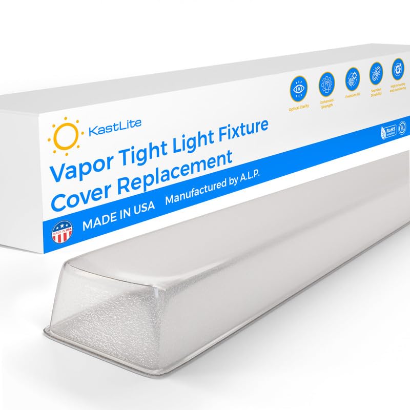 KastLite Vapor Tight Light Fixture Cover Replacement - 4ARD15 ALP Matte Acrylic Lens for Sentry Series & Fluorescent Lights, 6-3/8