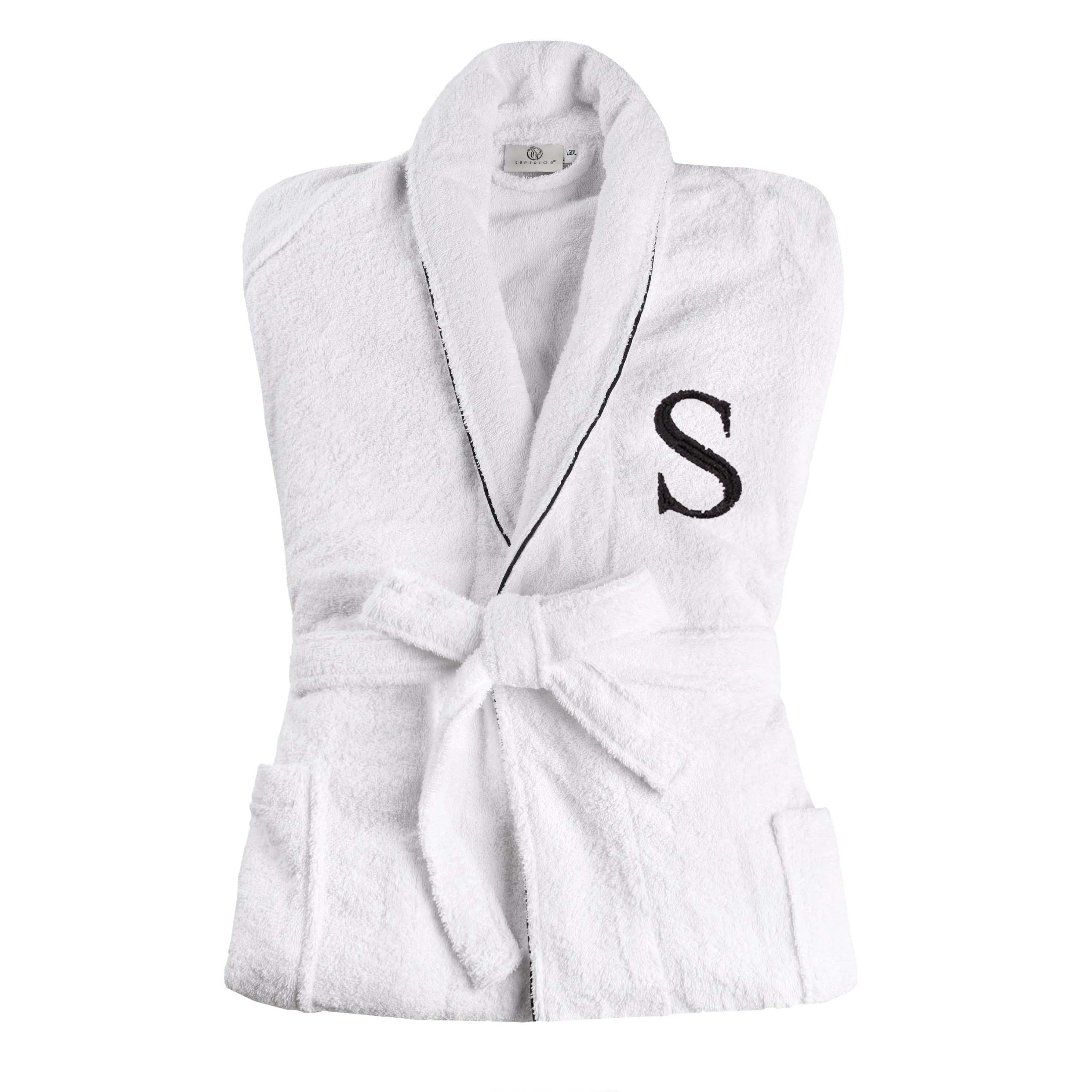 Premium Cotton Unisex Bathrobe for Adults - Soft, Fluffy & Highly Absorbent - White Embroidered Spa Robe for Relaxation, Hotels & Home Comfort