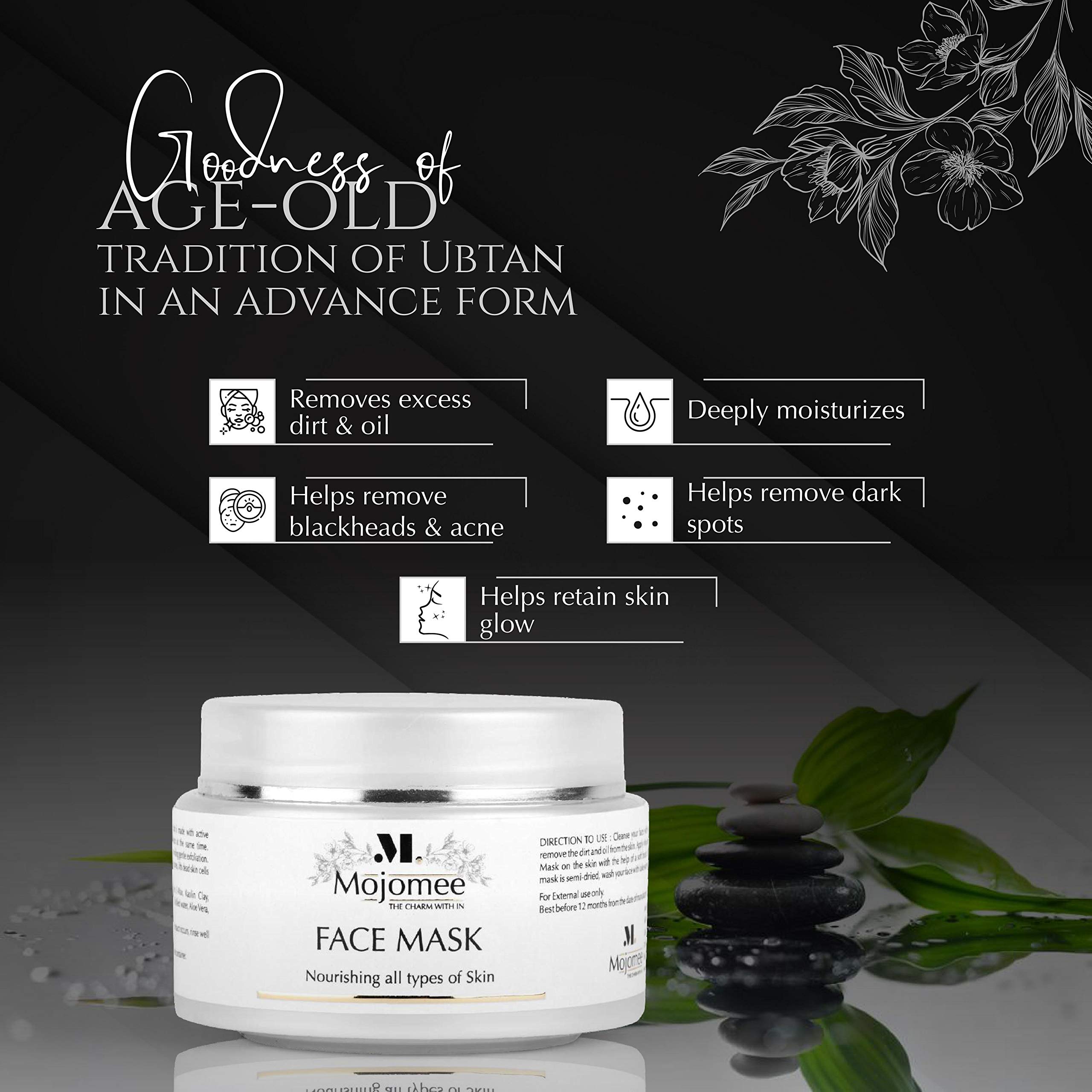 Mojomee Hydrating Kaolin Clay Face Mask - 100% Natural, Detoxifying & Pore-Cleansing, Reduces Acne, Made in India (50g) | Perfect for Spa Nights & Deep Skin Cleansing Routines