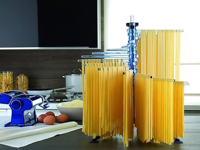 Stainless Steel Pasta Drying Rack - Blue Kitchen Organizer for Spaghetti, Fettuccine & Linguine | Perfect for Home Chefs & Italian Cooking Enthusiasts