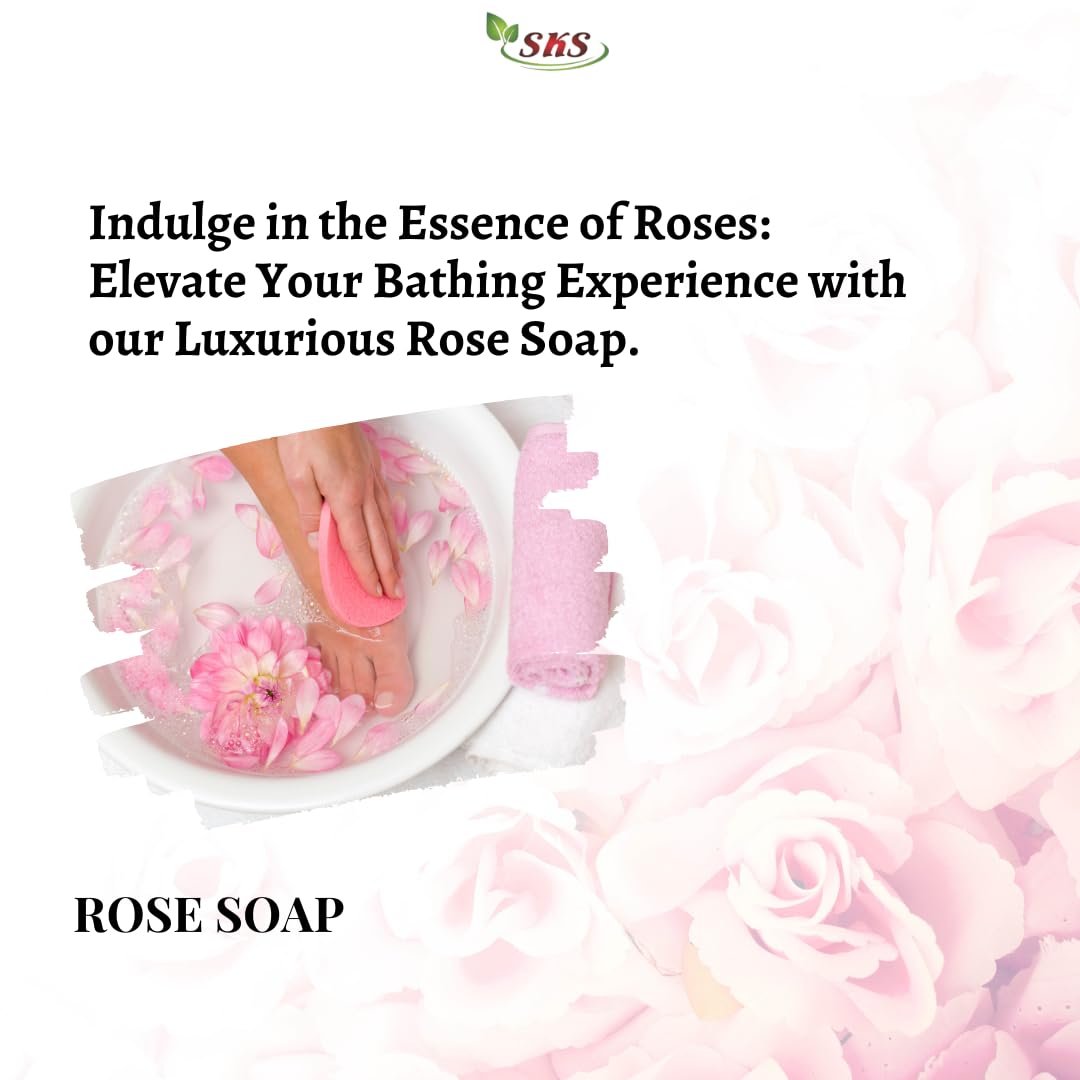 Natural SKS Rose & Pomegranate Bathing Soap Bar - Gentle Cleansing for All Skin Types, Unisex, 4x100g Pack | Moisturizing, Aromatherapy, Gift for Spa & Daily Skincare