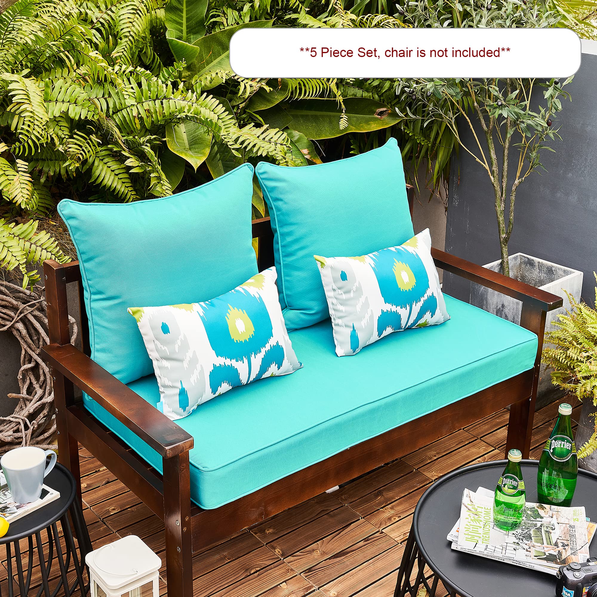 **ARTPLAN All-Weather Deep Seating Loveseat Cushions Set of 5 - Waterproof Outdoor Patio Furniture Cushions for Sofa, Chair & Sectional - Perfect for Backyard, Deck & Poolside Relaxation**