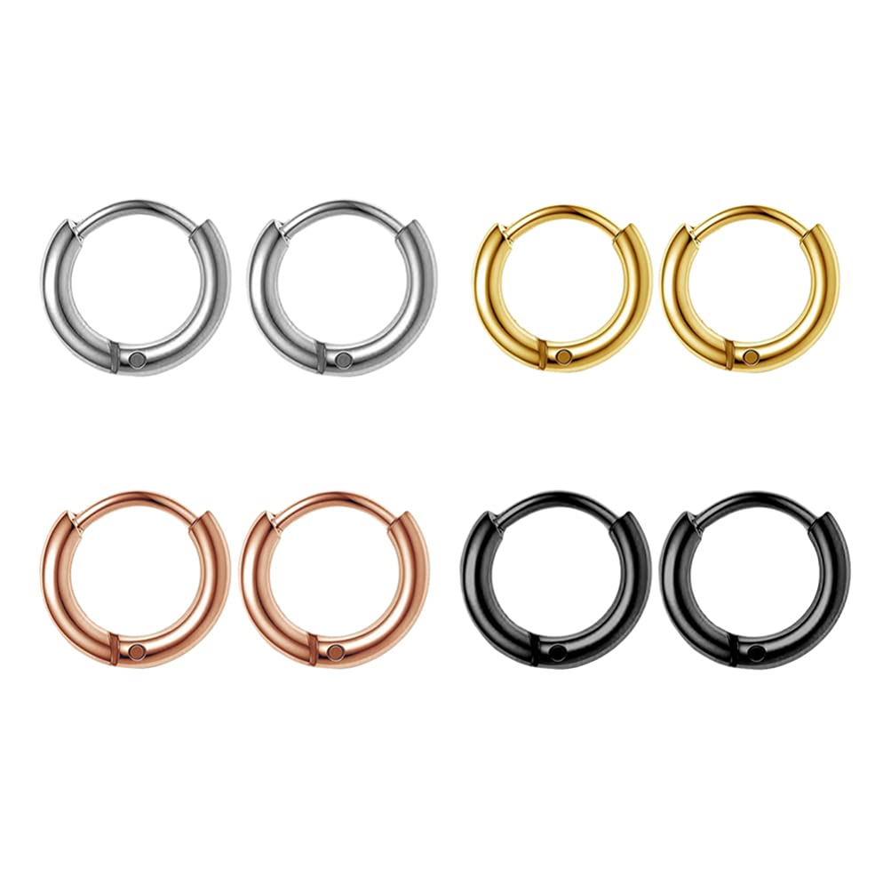 4 Pairs Stainless Steel Stud Hoop Earrings Set for Women - Hypoallergenic Small Round Stud & Cartilage Sleeper Huggie Hoops - Perfect for Everyday Wear, Gifts & Special Occasions