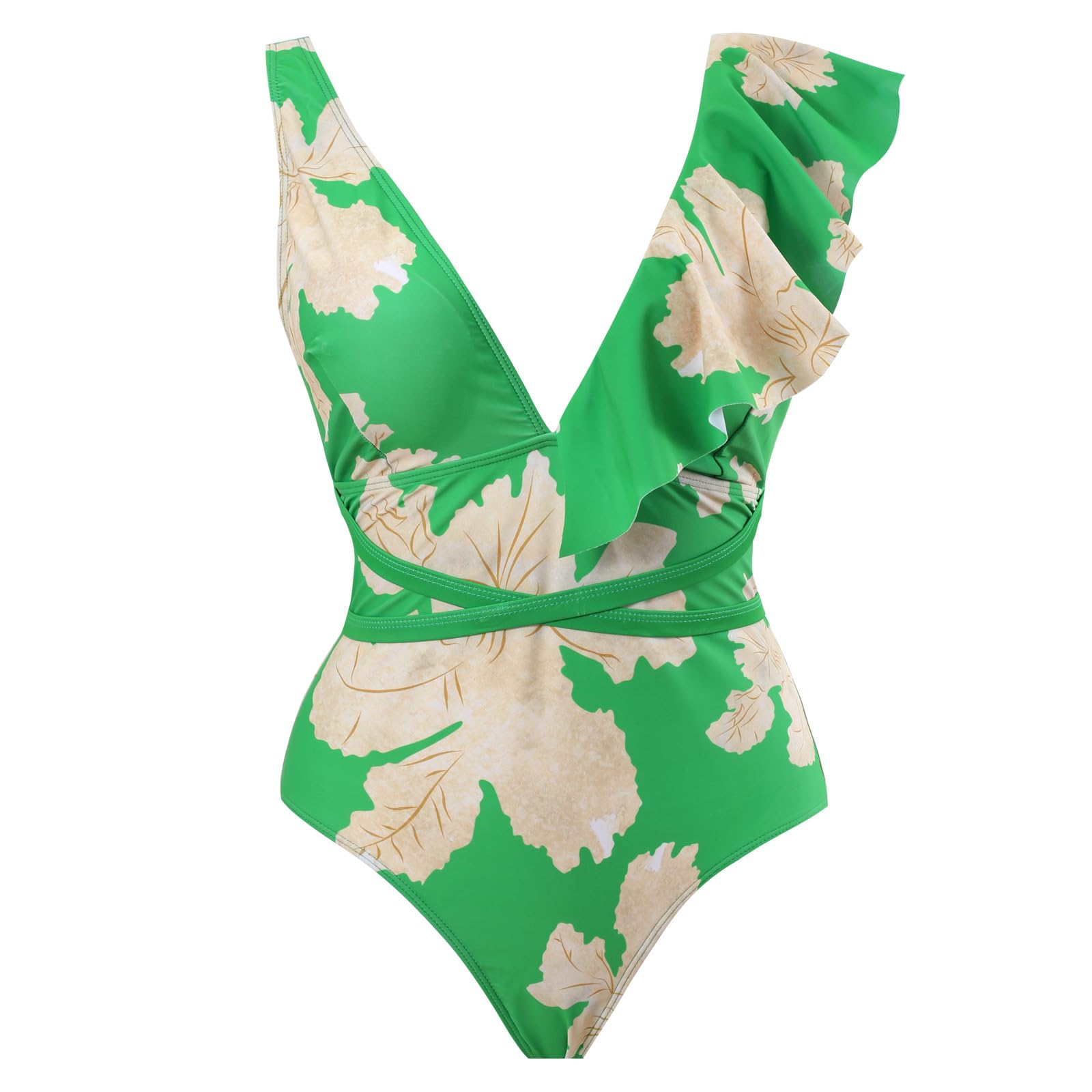 Women's One Piece Swimsuit - Abstract Floral Print Square Neck & V Neck Bathing Suit with Cover Up for Beach Vacation, Pool Party, and Summer Getaways