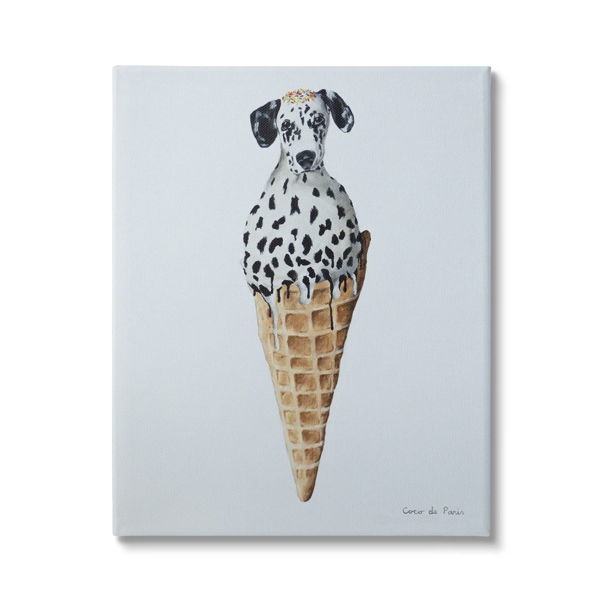 Stupell Industries Three Giraffes Ice Cream Scoop Waffle Cone - Fun Animal Design by Coco de Paris | Perfect for Ice Cream Parlors, Kids' Parties & Kitchen Decor