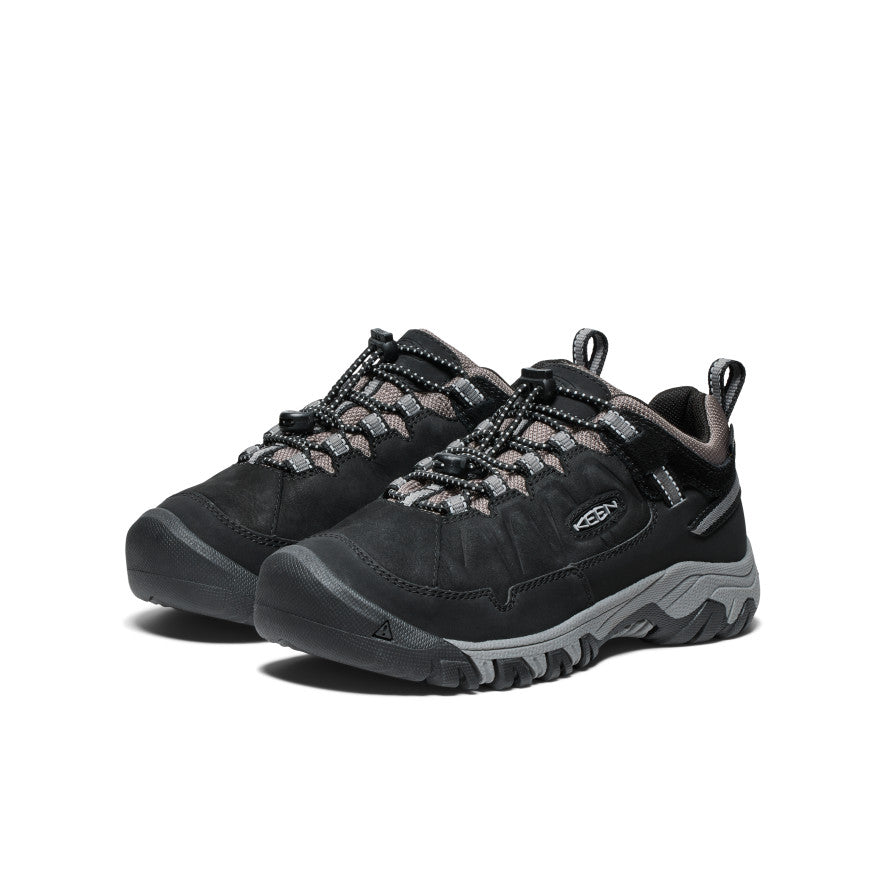 Big Kids' Targhee IV Waterproof Hiking Shoes - Black/Steel Grey | Durable Outdoor Footwear for Boys & Girls | Perfect for Trail Hiking, Camping & Outdoor Adventures