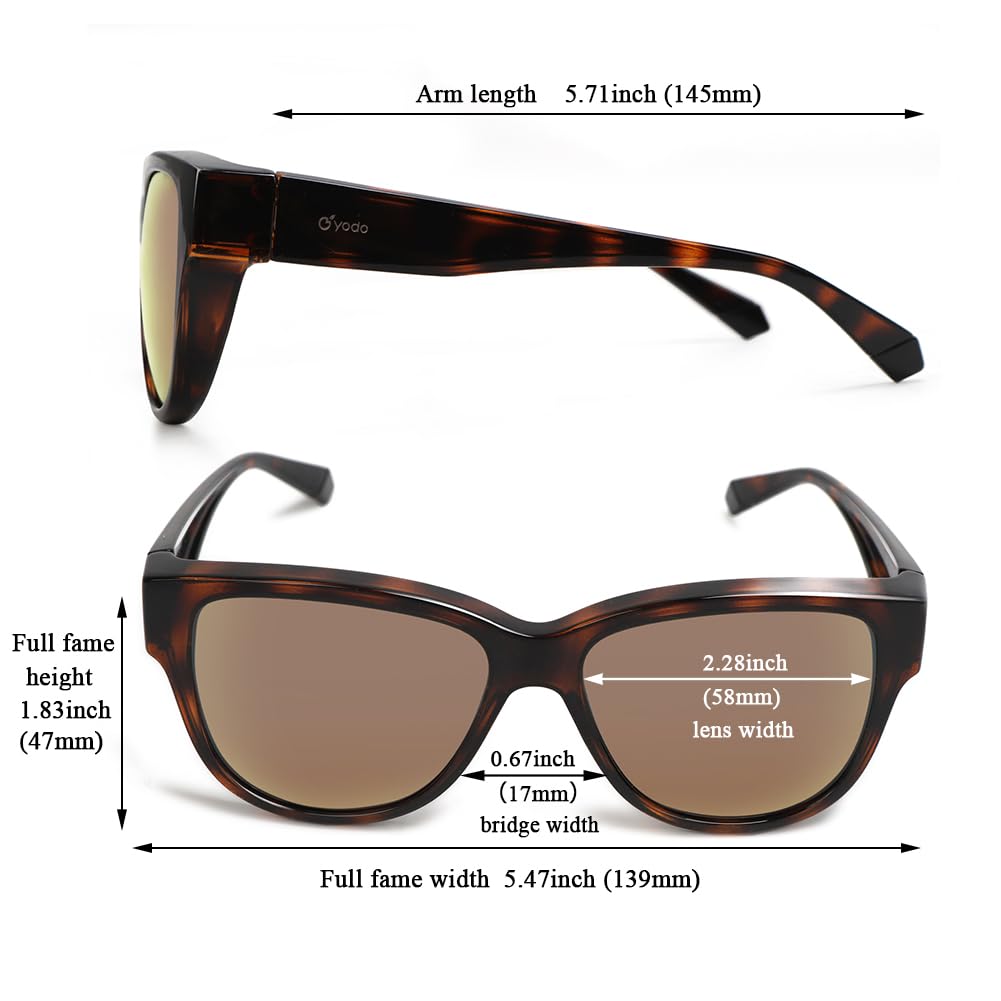 Yodo Fit Over Glasses Polarized Sunglasses for Men & Women - UV Protection, Comfortable Wrap-Around Design for Driving, Fishing & Outdoor Activities