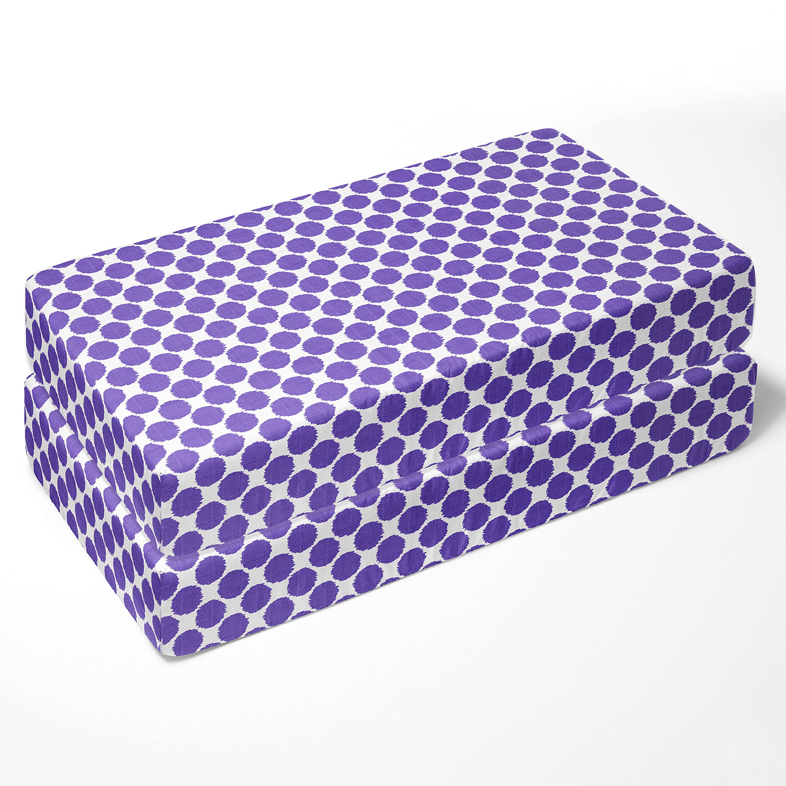 Bacati - 2 Pack 100% Cotton Muslin Crib Sheets for Girls, Ultra Soft & Breathable, Fits Standard 28x52x5 Crib & Toddler Mattress (Ikat Dots Purple) - Perfect for Nursery, Daycare & Travel