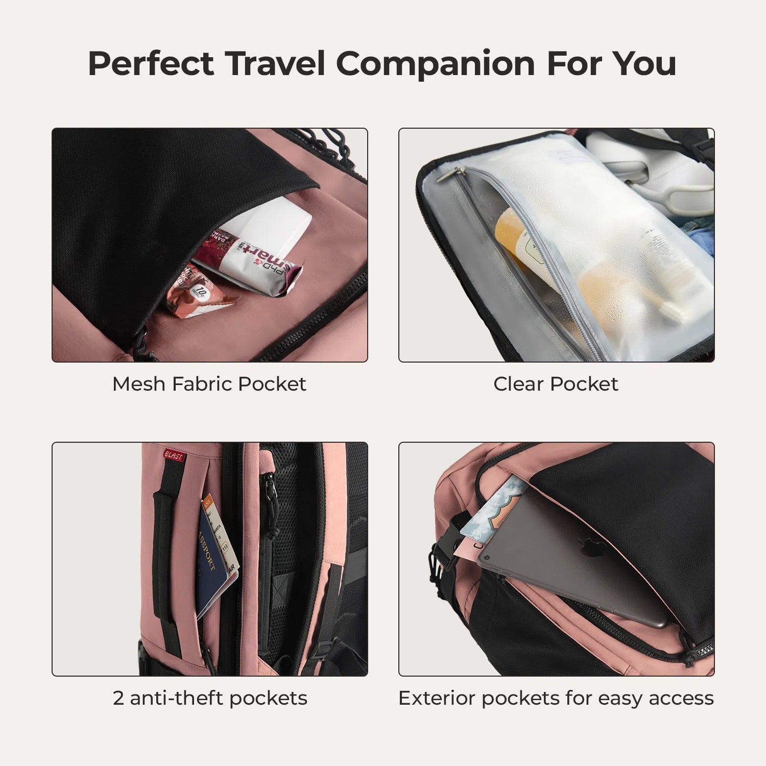 Blast Travel Backpack - Lightweight Waterproof Carry-On Backpack for Men & Women - Perfect for Airplane, Hiking, Camping & Daily Commute