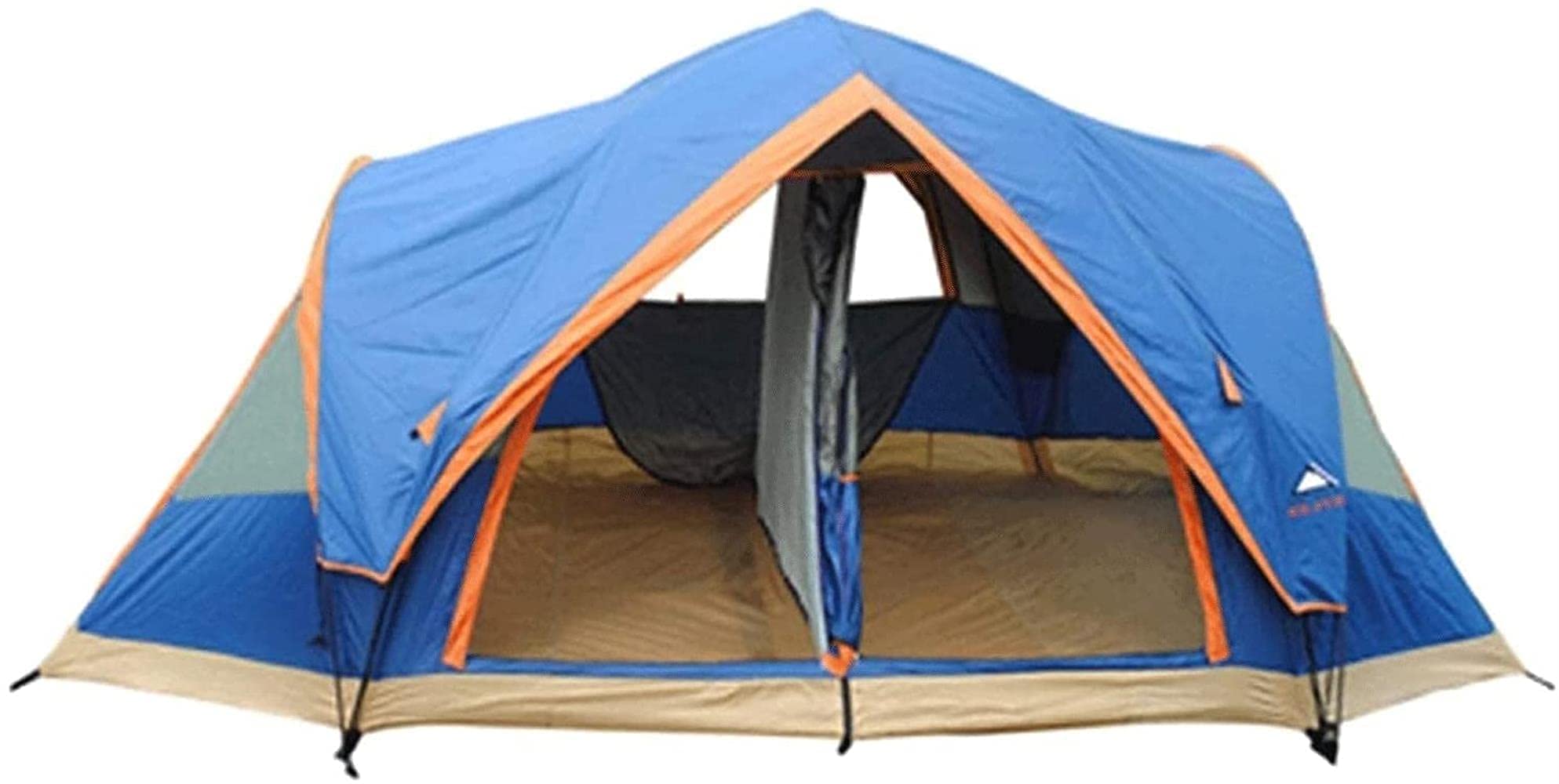 **Easy Setup Family Camping Tent - Lightweight Waterproof 2-Door Hiking Tent for Outdoor Adventures (Blue, 410x205x155cm) - Perfect for Backpacking, Mountain Travel & Family Camping Trips**