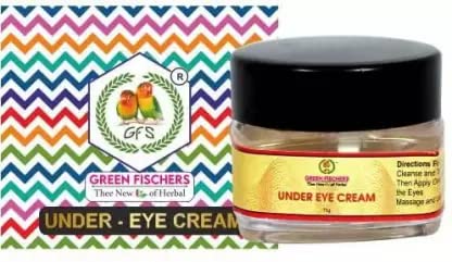 Premium GREEN FISCHERS Herbal Under Eye Repair Cream (25g) - Vitamin E & Kumkumadi Oil Enriched - Reduces Dark Circles, Wrinkles & Puffiness - Lavender & Clary Sage Oil Formula - For Men & Women - Perfect for Nighttime Skincare & Travel (Pack of 1)
