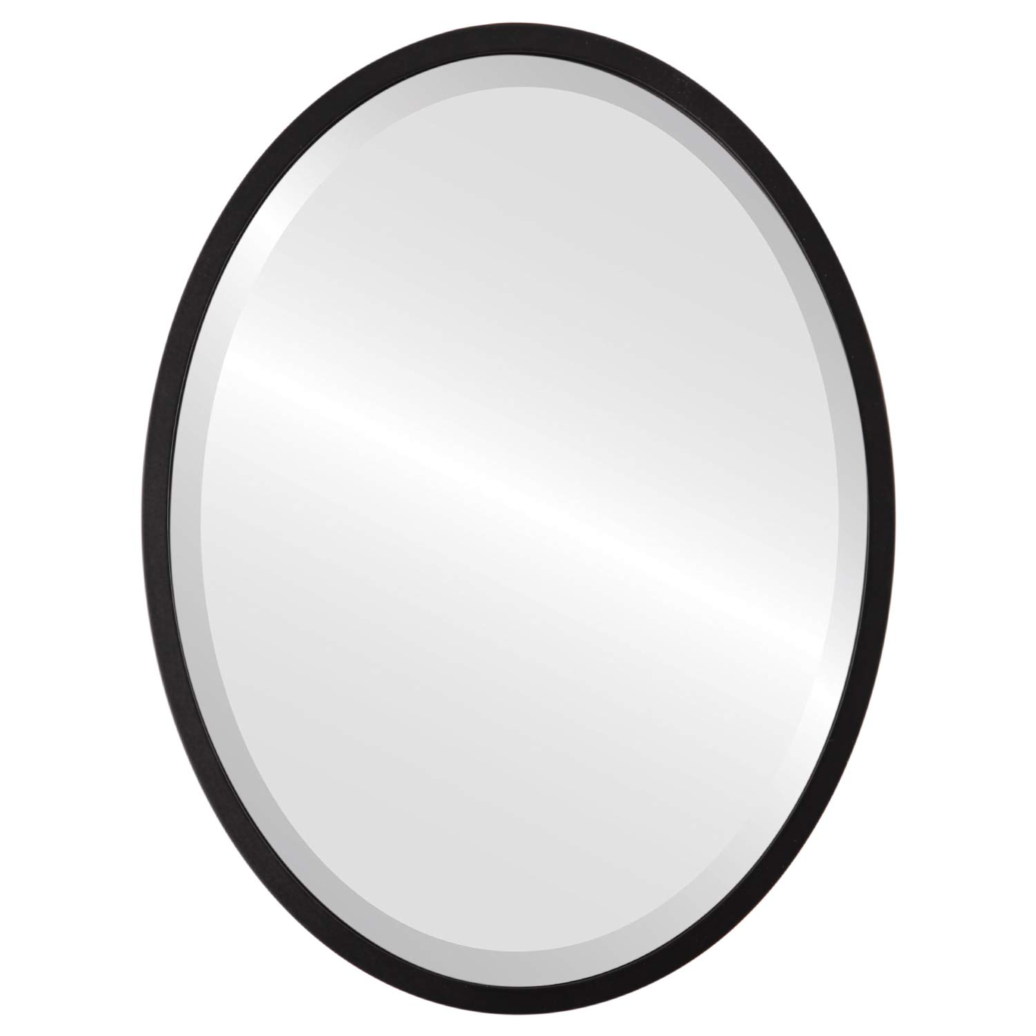 OVALCREST - 21.1x25.1 Inch Oval Wooden Beveled Wall Mirror - Matte Black London Style - Home Decor for Bathroom, Vanity, Bedroom, Living Room & Hallway - Perfect for Makeup, Selfies & Interior Design