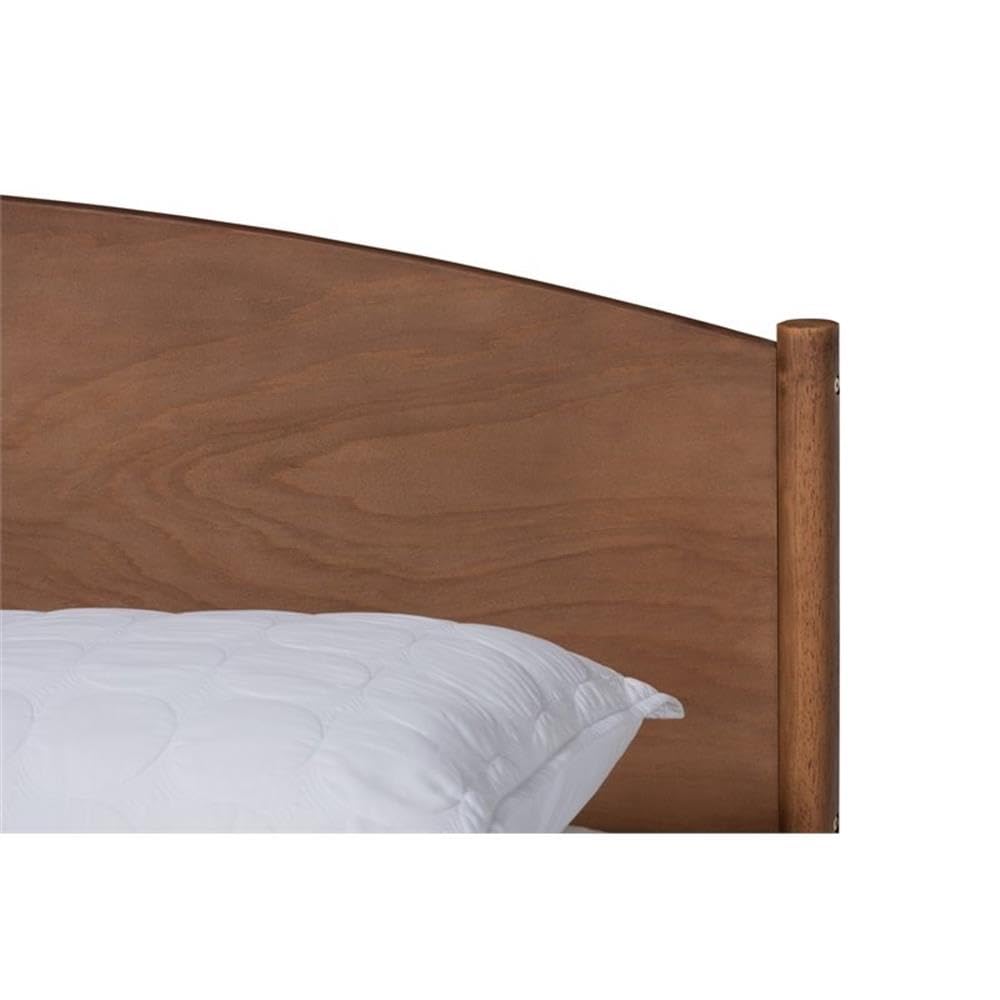 BOWERY HILL Full Size Wood Platform Bed with Ash Brown Finish - Sturdy & Stylish Bed Frame for Modern Bedrooms, Guest Rooms & Dorm Rooms