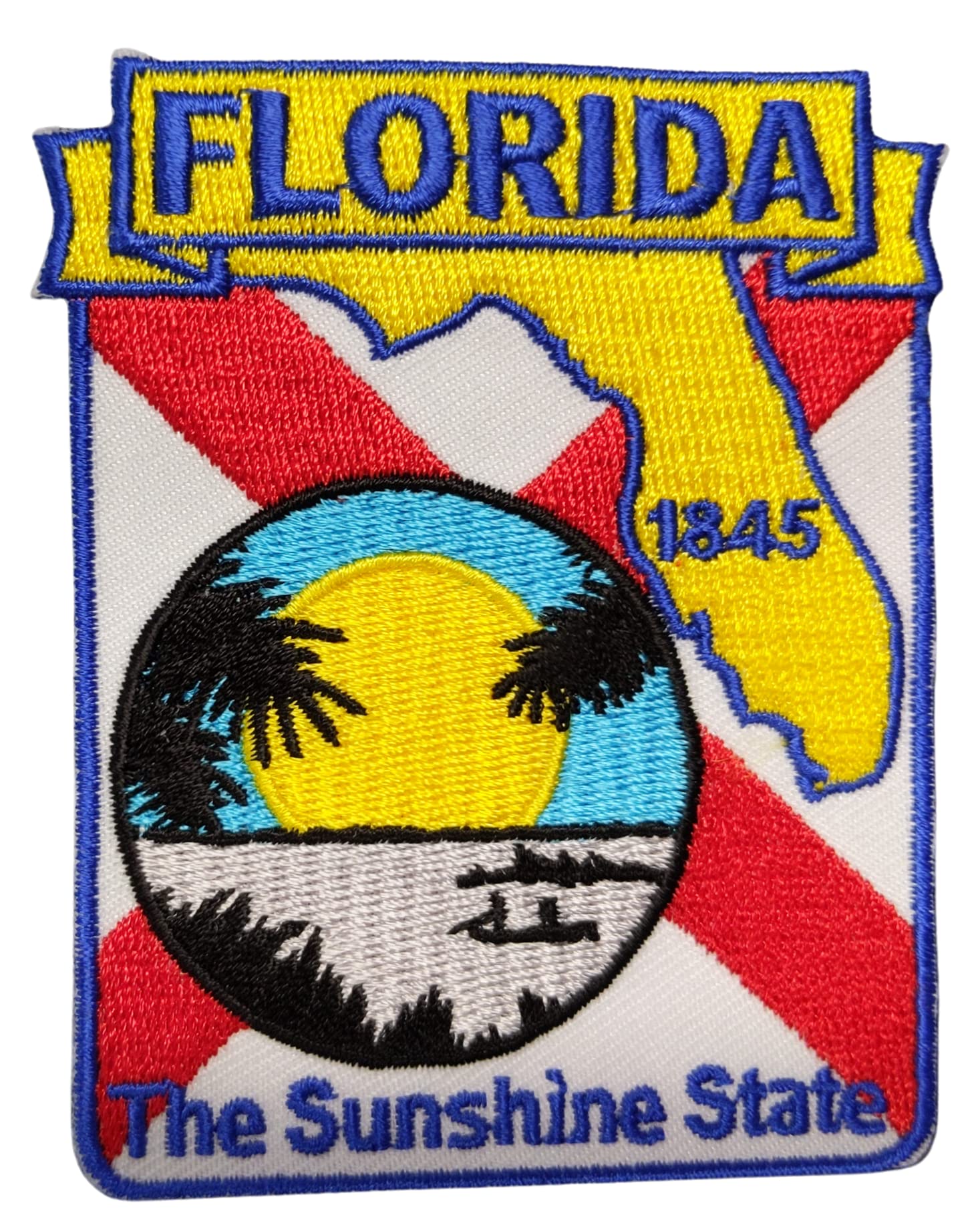 Florida State Shaped Iron-On Embroidered Patch - USA Map Souvenir for Jackets, Hats & Backpacks - Perfect for Travel Gifts & DIY Crafts
