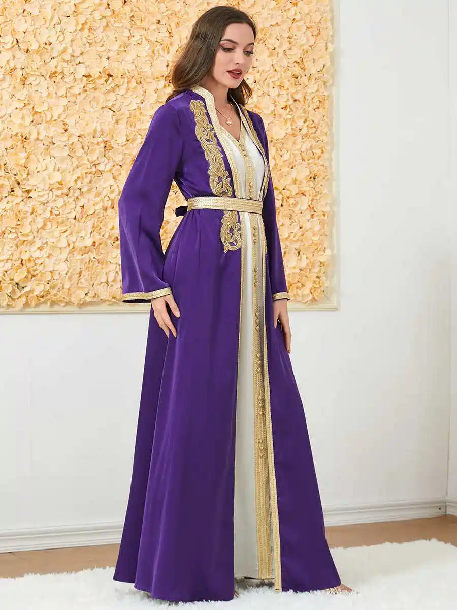 2 Piece Caftan Kaftan Dress Set with Inner Sleeveless Dress #253189 - Flowy Beach Cover Up, Summer Boho Outfit for Women, Perfect for Vacations, Pool Parties & Resort Wear