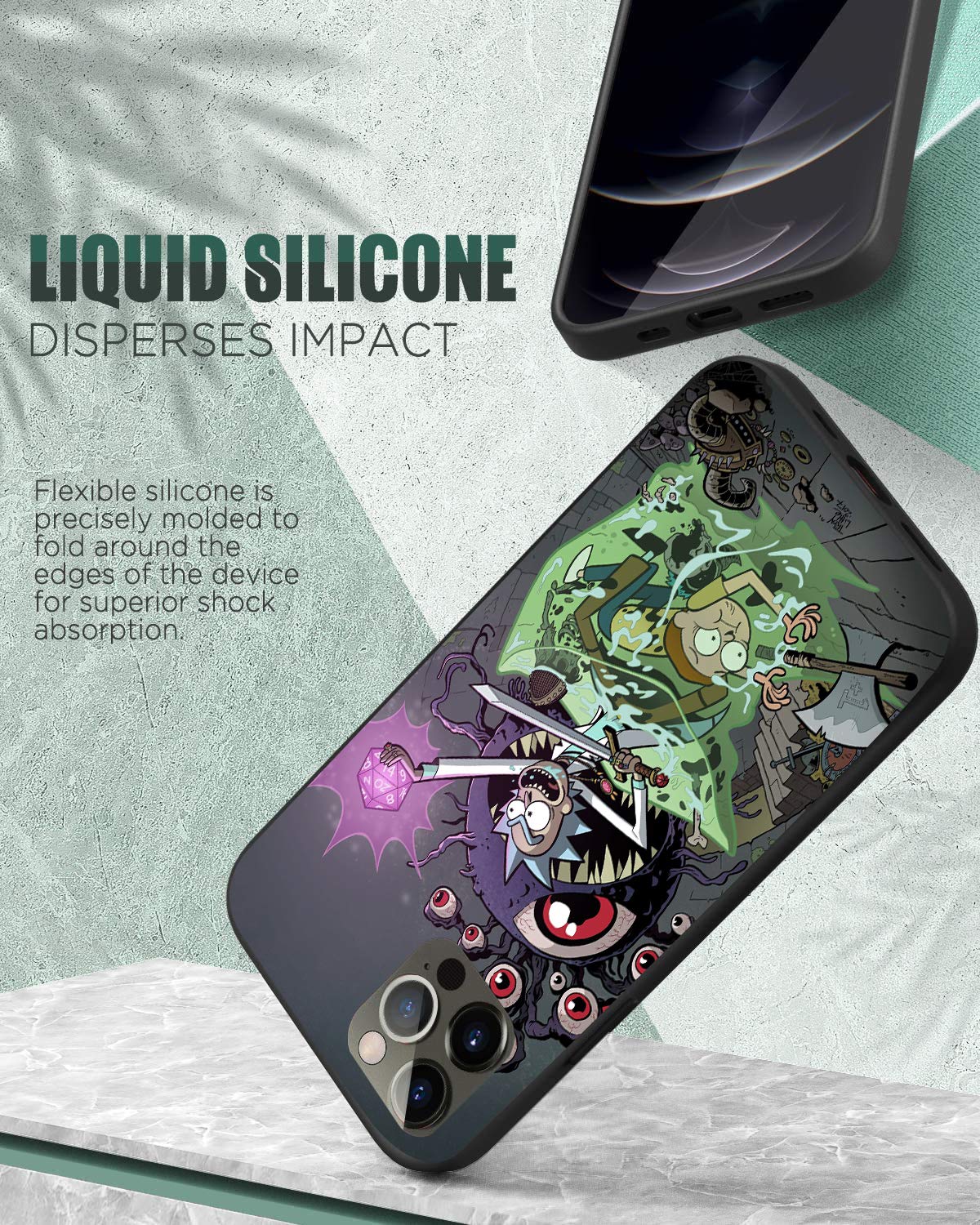 iPhone 12 Case & iPhone 12 Pro Case - Slim Anti-Scratch Protective Cover with Rick and Morty Design | Perfect for Daily Use, Travel & Gift Giving