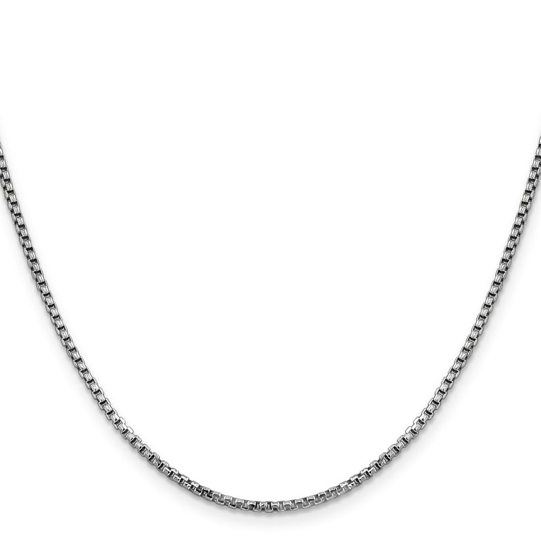 14K White Gold Hollow Polished Lobster Claw Clasp 1.75mm Round Box Chain Necklace for Women & Men - Elegant Jewelry for Everyday Wear, Special Occasions & Gifts