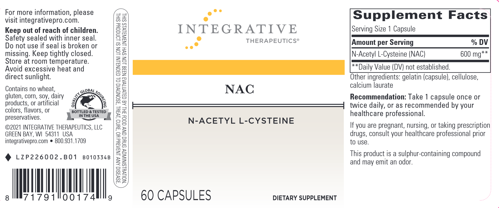 N-Acetyl L-Cysteine (NAC) Supplement - Antioxidant & Immune Support for Detox, Respiratory Health & Liver Function - Vegan, Non-GMO - Daily Wellness & Recovery Aid