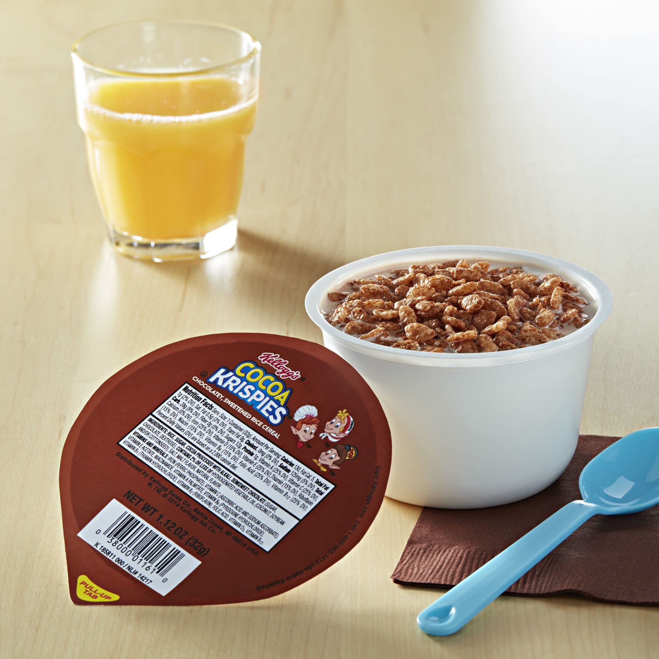 Kellogg's Cocoa Krispies Cold Breakfast Cereal - 6.75lb Bulk Case (96 Single-Serve Bowls) | Chocolate Rice Krispies for Kids | School Lunch & After-School Snacks | Family Breakfast & Quick Morning Meal Solution