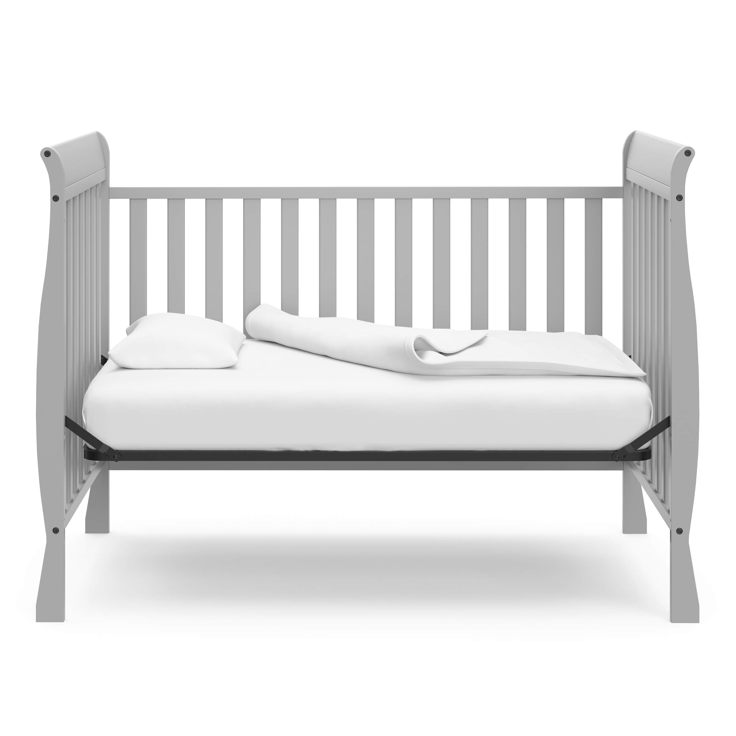 Storkcraft Maxwell Convertible Crib - GREENGUARD Gold Certified, Converts to Toddler Bed & Daybed, Fits Standard Full-Size Mattress, Classic Sleigh Design (Pebble Gray) | Nursery Essential for Baby & Toddler Rooms, Perfect for Modern & Traditional Home Decor