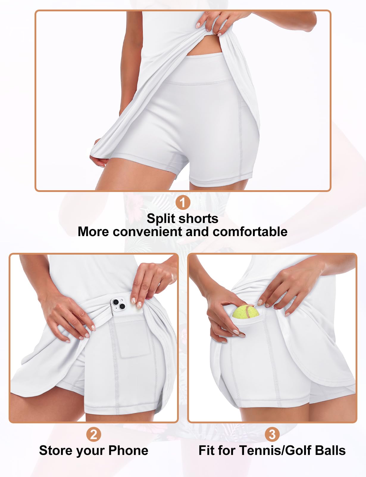 Viracy Women's Sleeveless Tennis Dress with Built-in Shorts & Pockets - Ruffle Zip-Up Stand Collar Golf Outfit for Tennis, Golf & Casual Wear