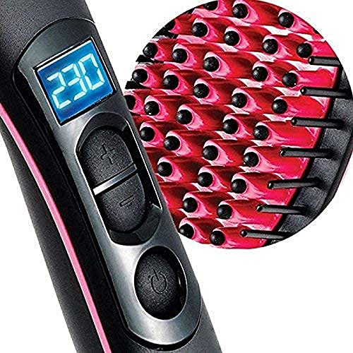 PT Electric Comb Brush 3-in-1 Ceramic Fast Hair Straightener with LCD Screen & Temperature Control - Hair Straightening Brush for Women (Black) | Perfect for Home Use, Travel & Salon Styling