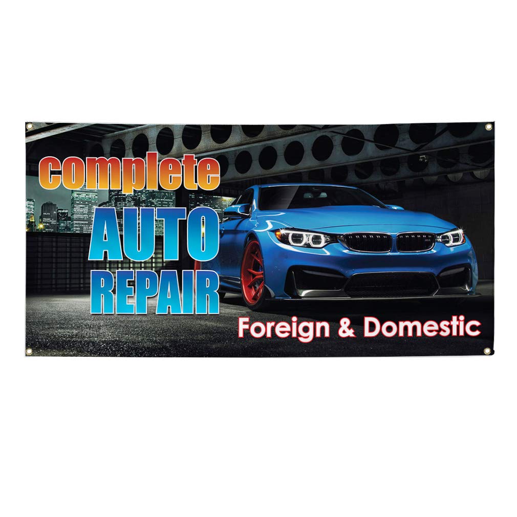 Durable 60x144 Inches Vinyl Banner for Auto Repair Shops - Weatherproof, Industrial Strength with 10 Grommets - Perfect for Outdoor Yard Signs, Car Dealerships & Vehicle Advertising