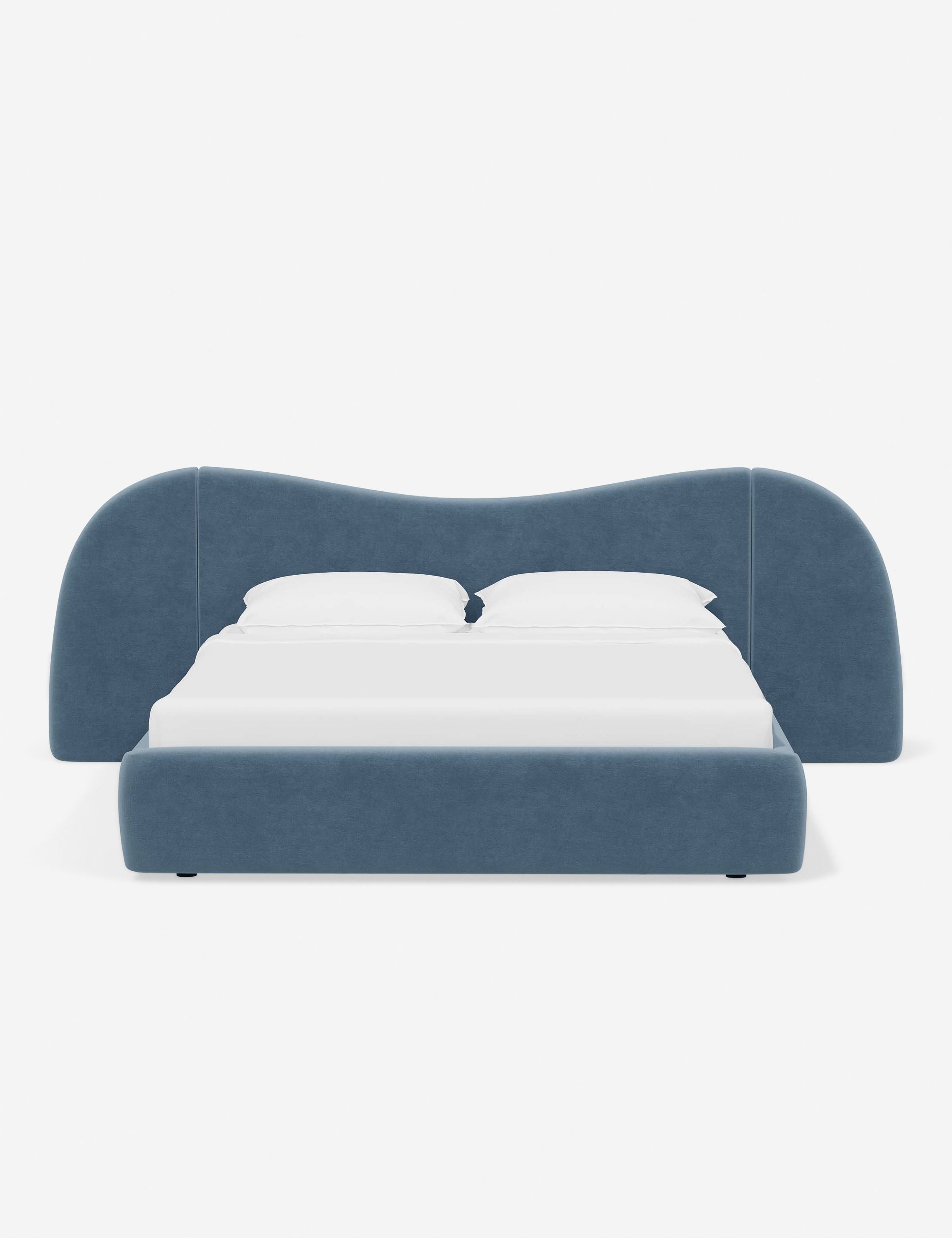 Sarah Sherman Samuel Gladys Extended Headboard Platform Bed - Modern Upholstered Queen Size Bed Frame with Wooden Legs for Bedroom Decor