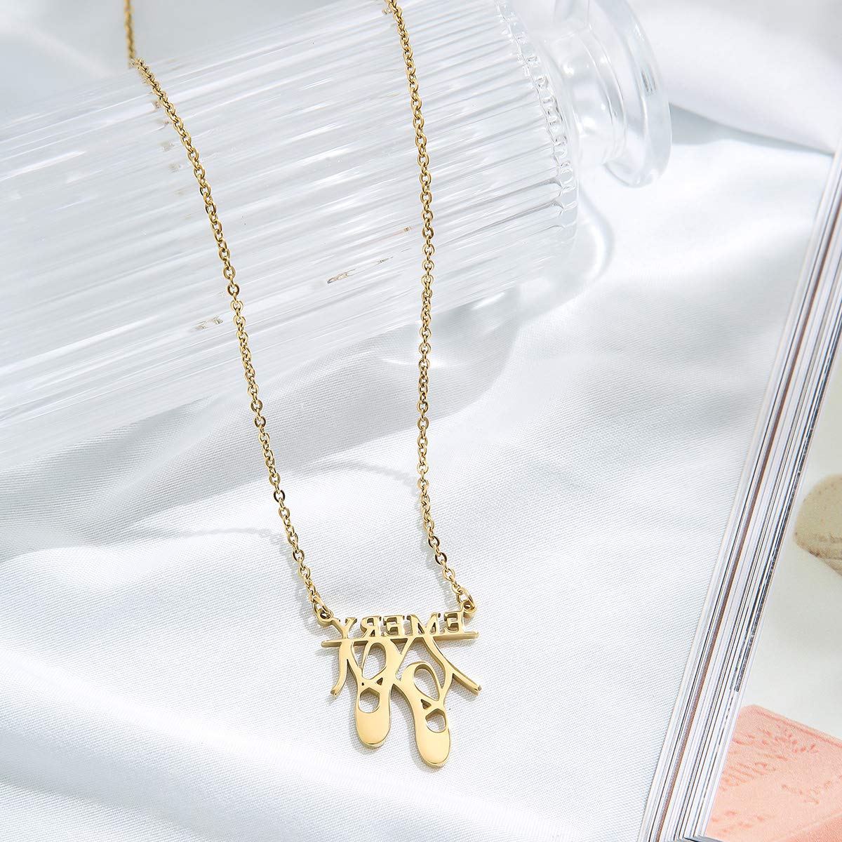 Personalized Ballet Shoes Name Necklace - Custom Engraved Dancing Jewelry Gift for Ballerinas, Dancers & Dance Lovers (Perfect for Birthdays, Recitals & Dance Competitions)