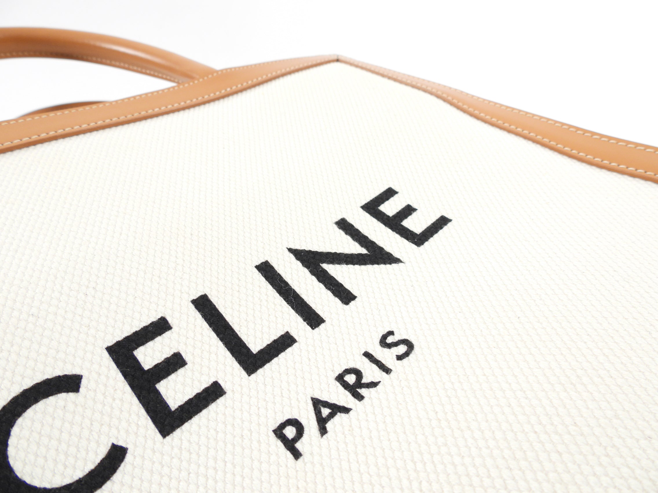 Celine Vertical Canvas and Leather Logo Tote Bag for Women - Stylish Designer Handbag for Work, Travel & Everyday Use