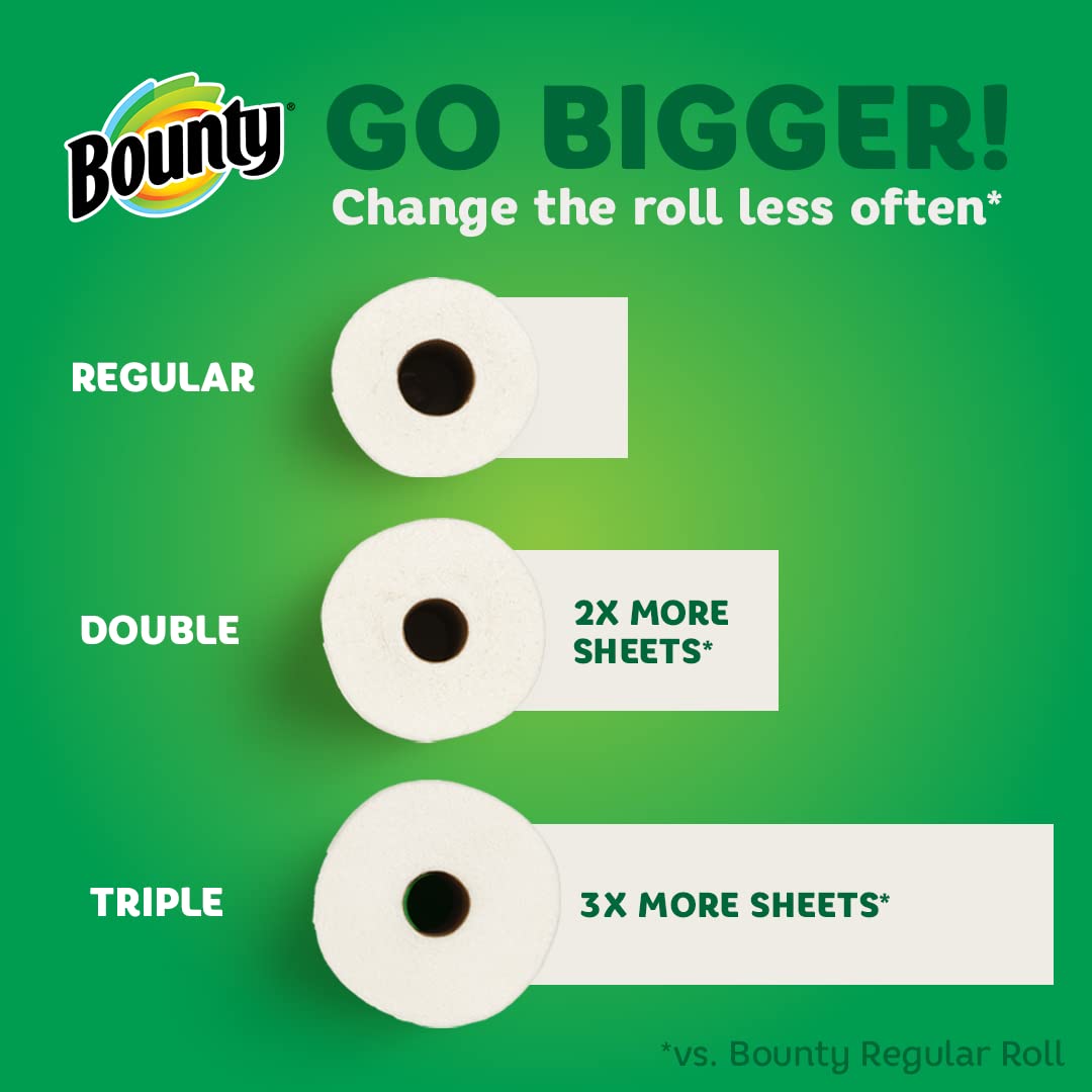Bounty Select-A-Size Paper Towels, White, 2 Double Plus Rolls (Equivalent to 5 Regular Rolls) | Quick Absorbing Kitchen Towels for Spills, Cleaning & Household Use