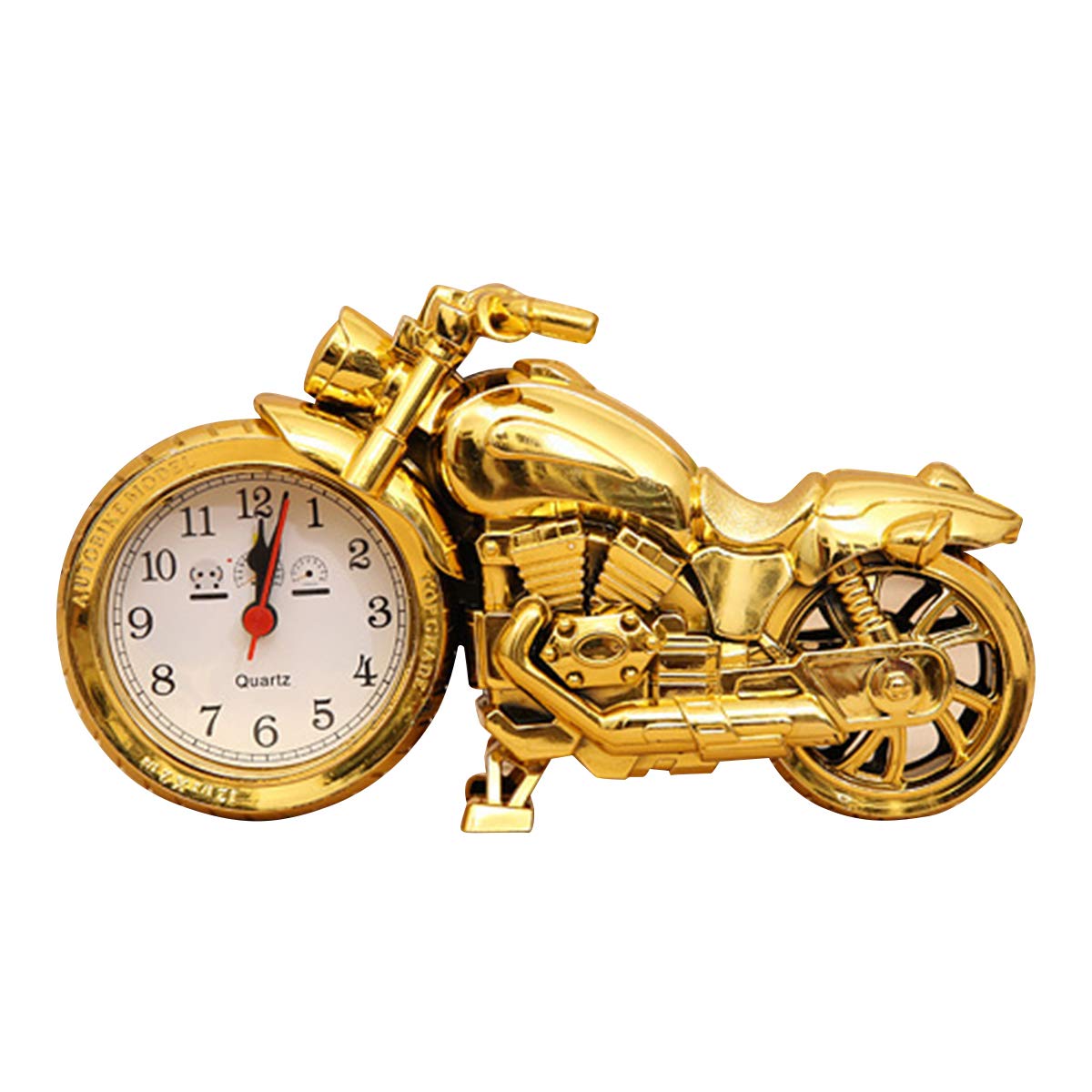 Vintage Motorcycle Alarm Clock - Retro Motor Bike Shaped Desk Clock with LED Display, Battery Powered (9.1x5.1x2.4 Inch) - Perfect for Home Office Decor, Bedroom Nightstand & Gift for Bikers