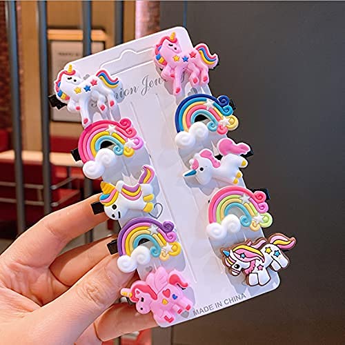 SONPAL 10-Piece Kids Rainbow Unicorn Candy Ice Cream Hair Clips Set - Colorful Cartoon Barrettes for Girls & Toddlers (Multicolor) - Perfect for Birthday Parties, School Accessories & Everyday Hair Styling