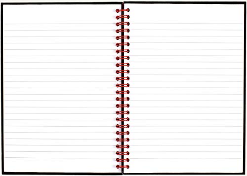 Premium Black n' Red Twin Spiral Hardcover Notebook - Medium Size, 70 Ruled Sheets, Pack of 6 (L67000) - Perfect for Office, School & Journaling