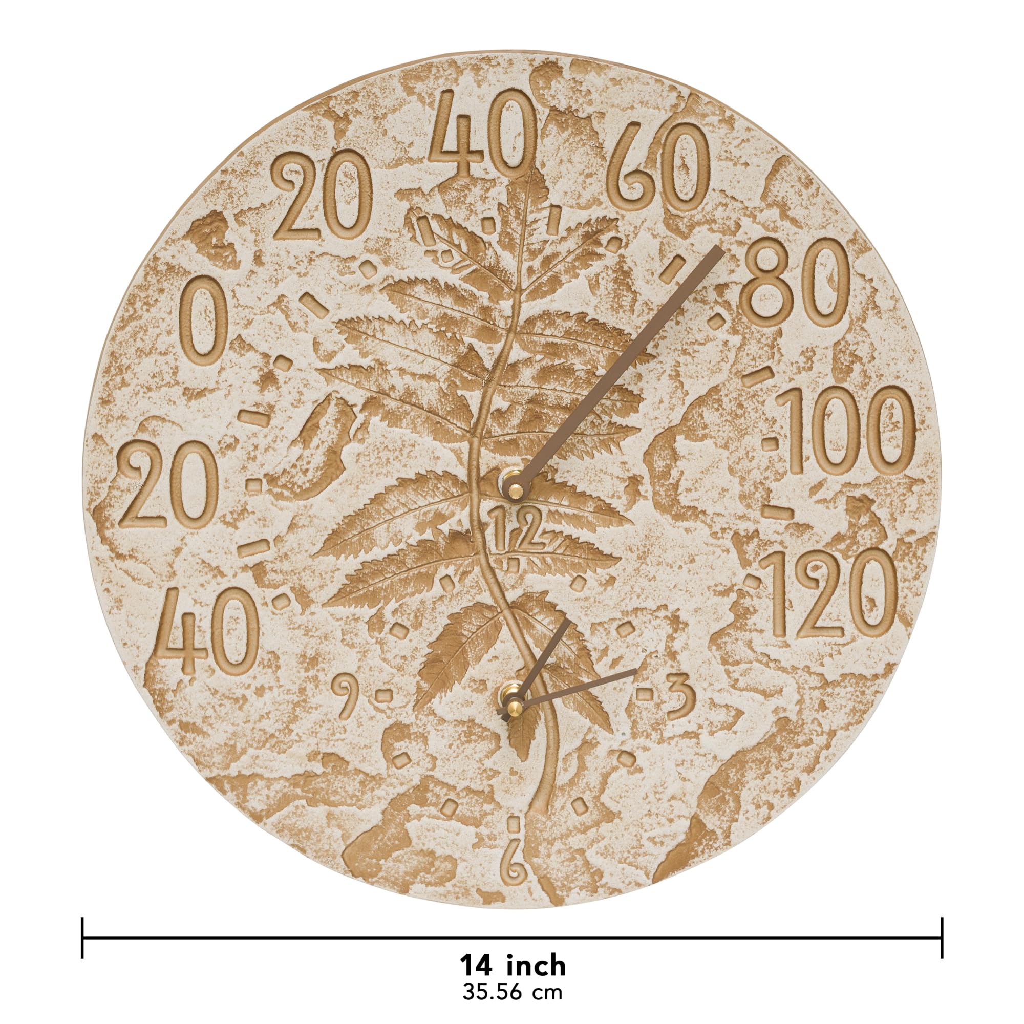 Whitehall Products 01587 Fossil Sumac Outdoor Thermometer & Clock Combo - Perfect for Garden, Patio, and Home Decor