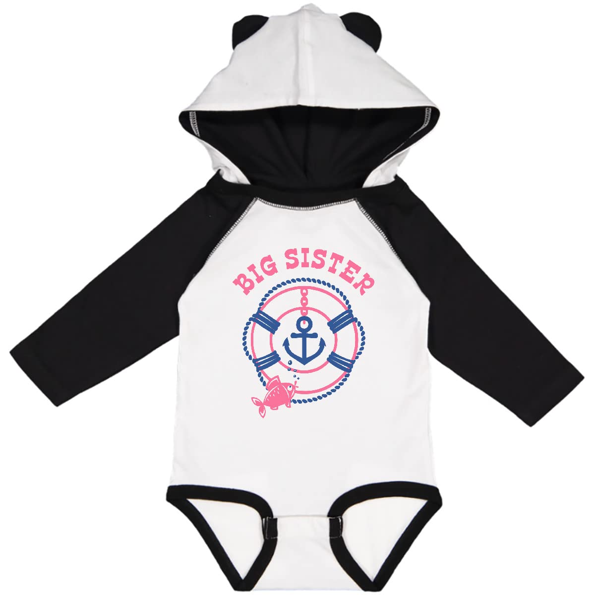 Inktastic Nautical Big Sister Long Sleeve Baby Bodysuit - Perfect for Family Photos, Sibling Matching Outfits & Newborn Gifts
