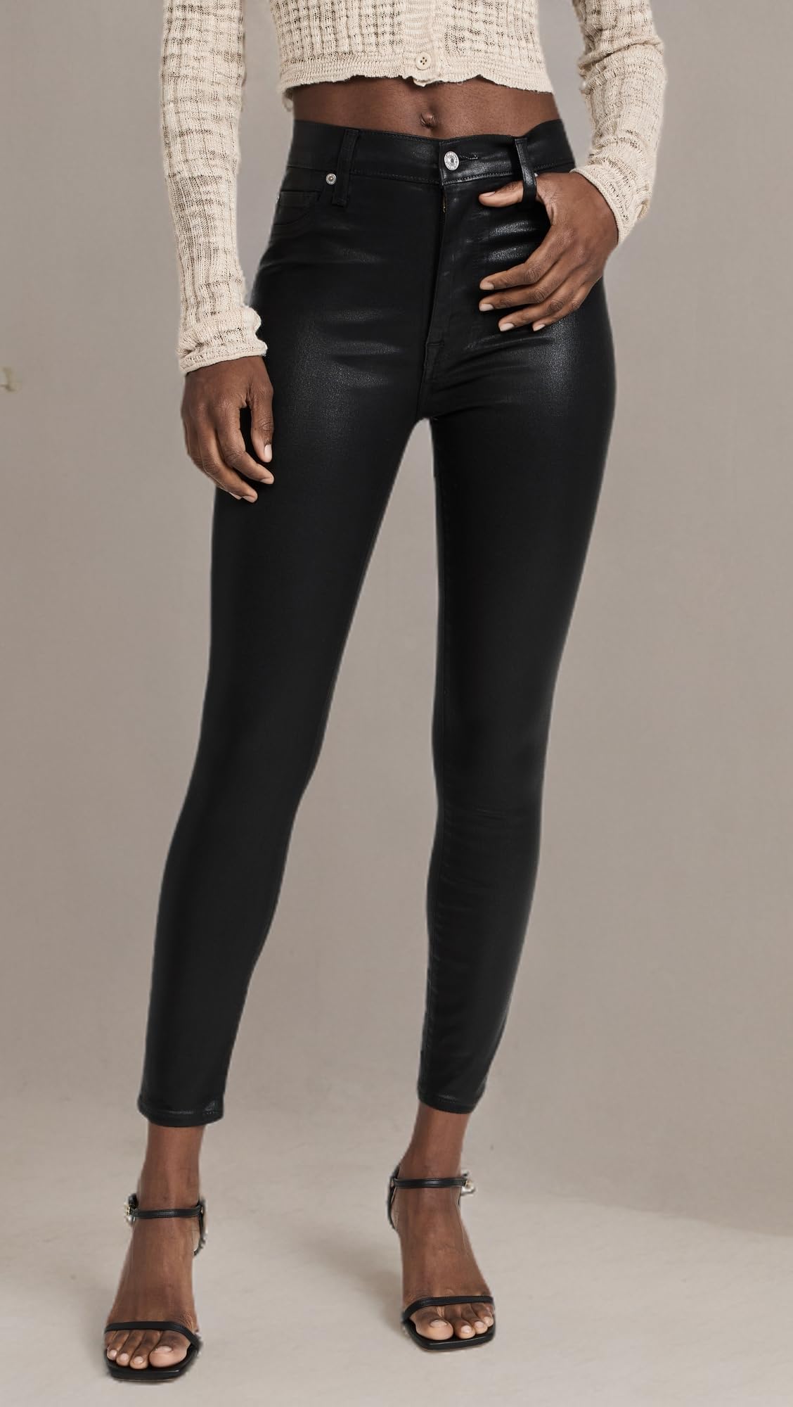 7 For All Mankind Women's High Waist Skinny Jeans - Slim Fit Ankle Length Denim Pants for Casual Wear & Night Out