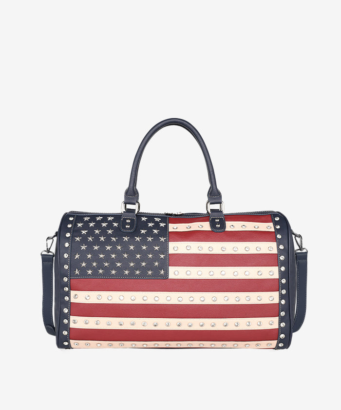 Montana West American Pride Studded Weekender Bag - Stylish Travel Duffel for Women, Perfect for Weekend Getaways & Gym Essentials