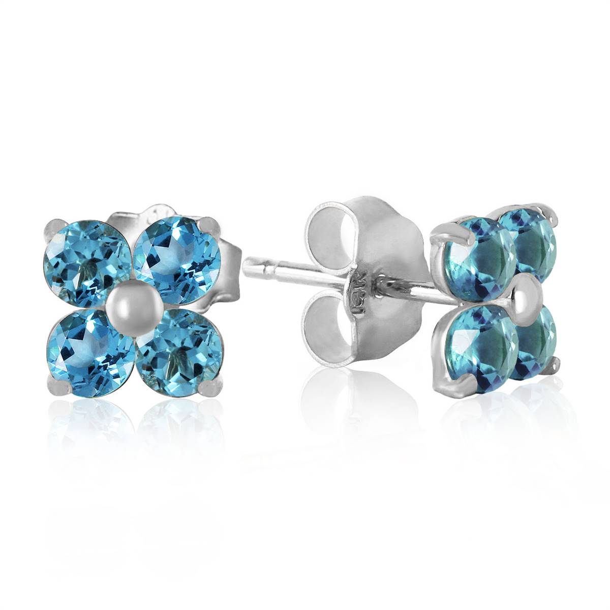 1.15 Carat 14K Solid White Gold Blue Topaz Stud Earrings for Women - Perfect for Weddings, Anniversaries & Everyday Elegance