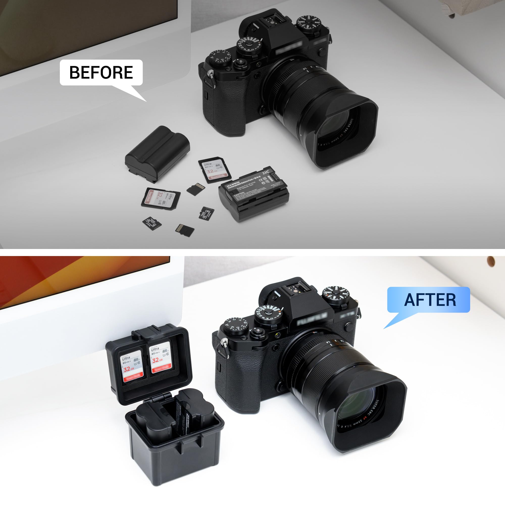 Compact Battery and Memory Card Storage Organizer for 2 Camera Batteries, 2 SD Cards & 4 Micro SD Cards - Includes 3 Protective Foam Pads | Perfect for Photographers, Travelers & Tech Enthusiasts