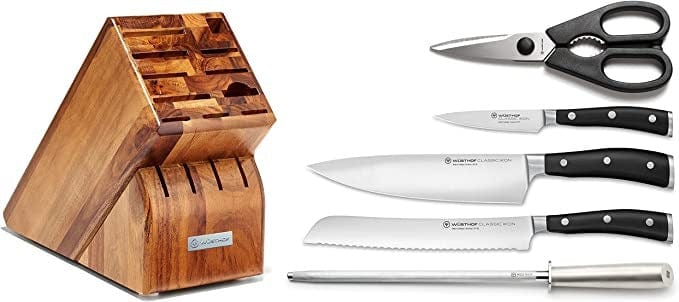Wusthof Classic Ikon 6-Piece Knife Block Set - Premium German Kitchen Knives for Professional Chefs & Home Cooking - Perfect for Meat Cutting, Vegetable Chopping & Food Preparation