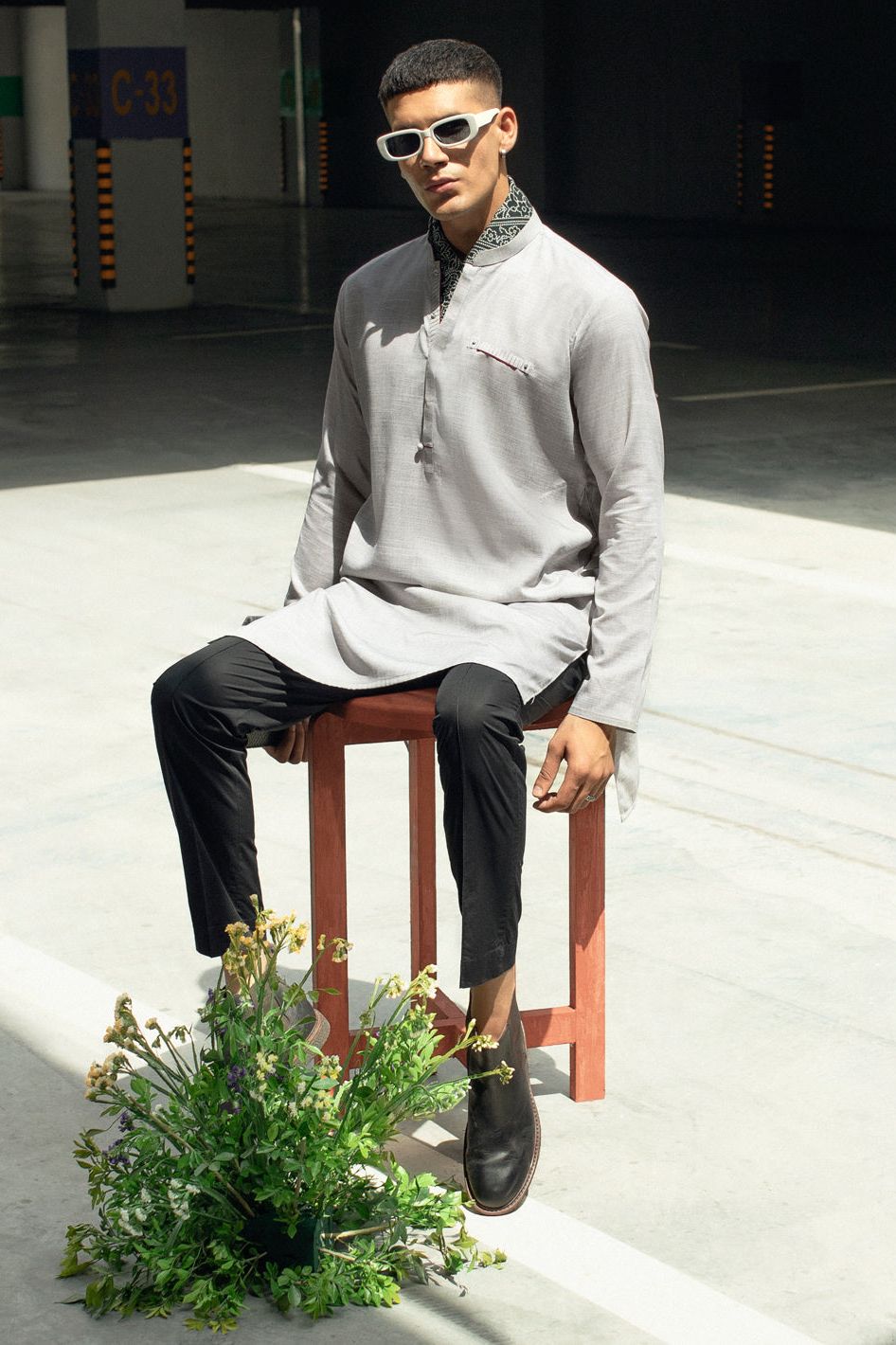 Stylish Blended Light Grey Kurta for Men & Women | Comfortable Cotton Almirah | Perfect for Casual Wear, Festivals & Ethnic Outfits
