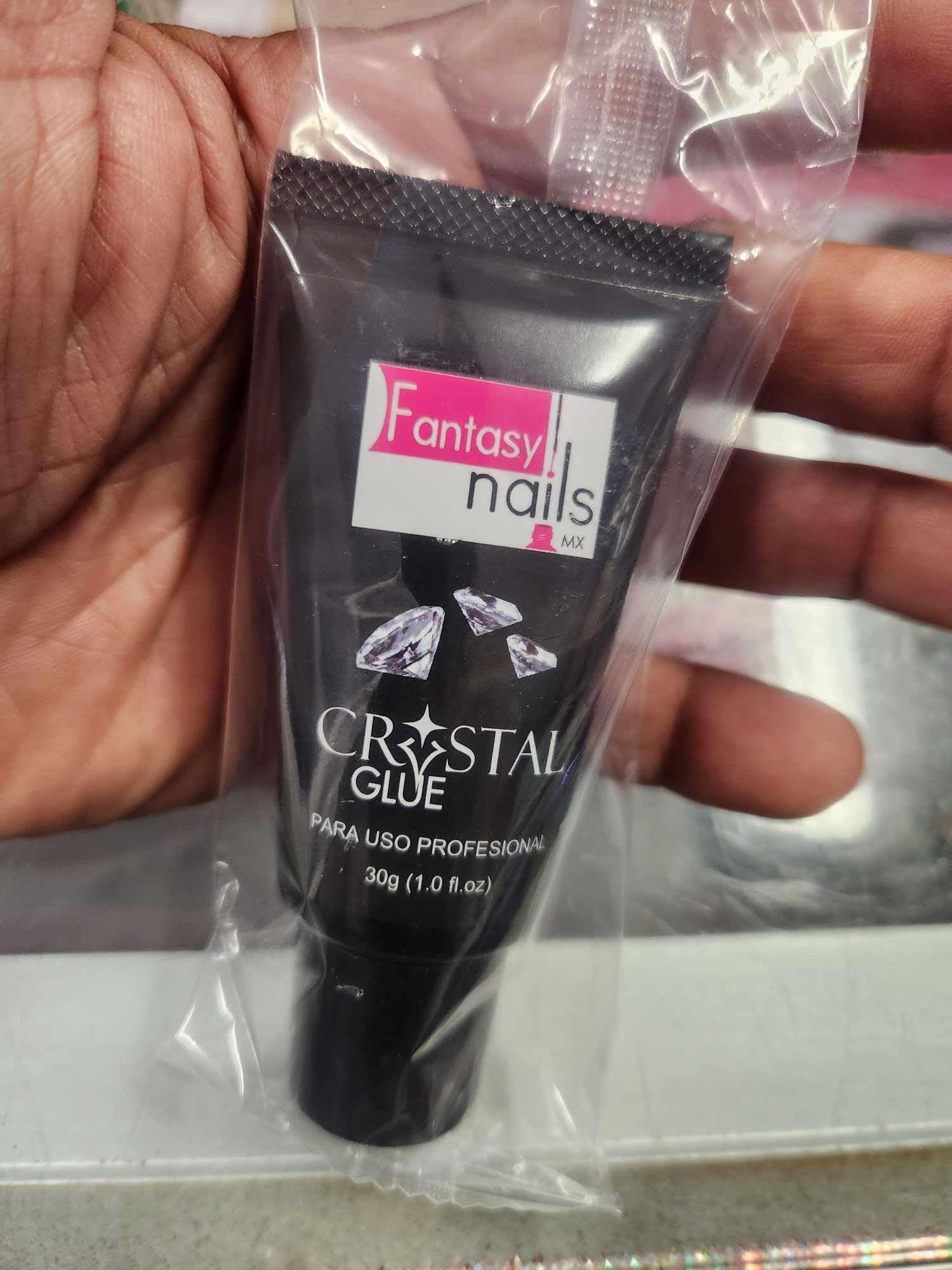Fantasy Nails Crystal Gel Glue 1oz - Professional UV LED Nail Glue for Acrylic Nails & Nail Art - Perfect for Salon, Home Manicure & DIY Nail Designs