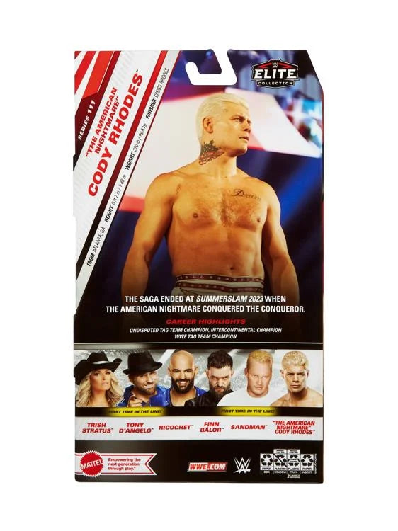 WWE Elite Collection Series 111 Cody Rhodes Action Figure - Authentic Wrestling Collectible for Fans & Display