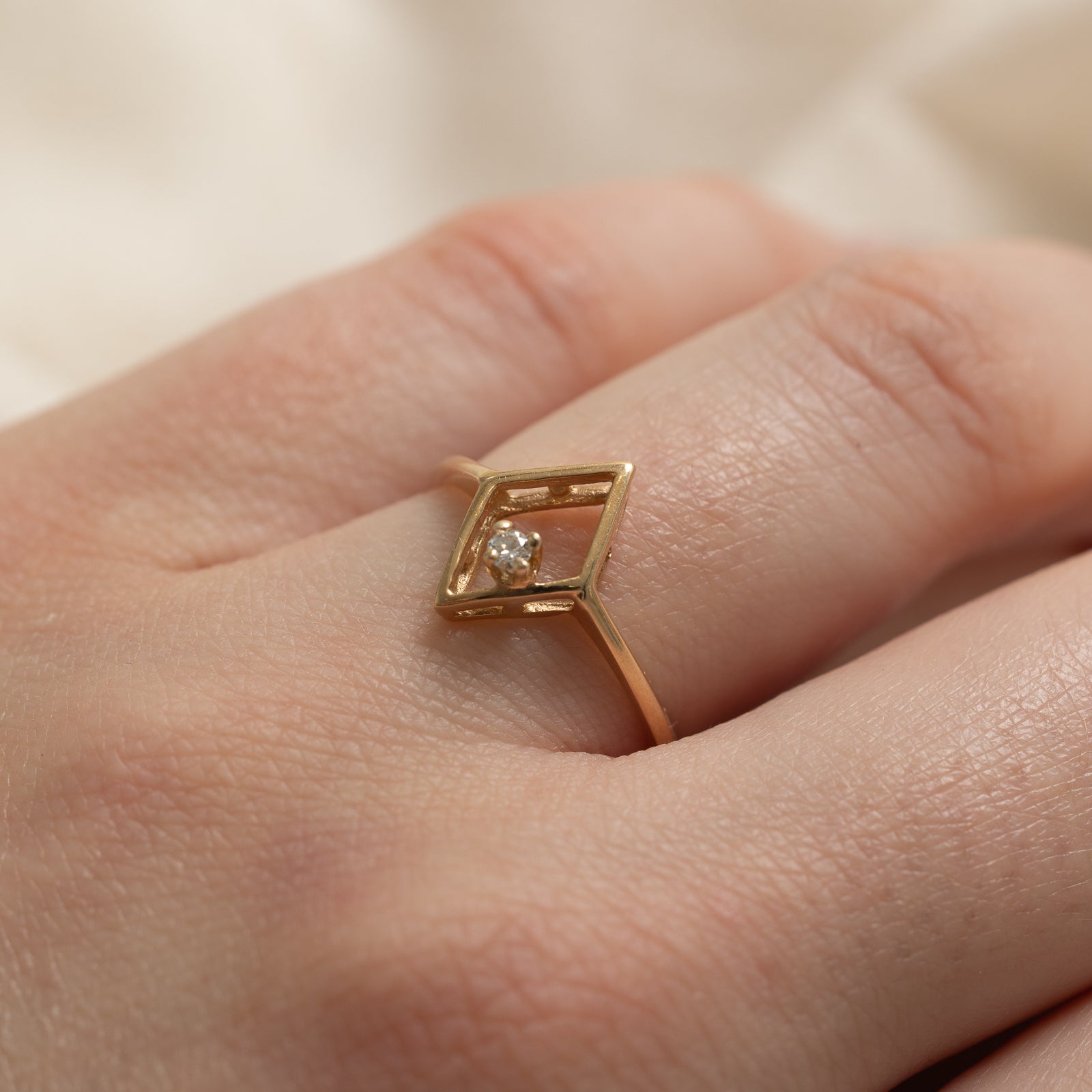 Diamond Open Geometric Ring - 0.040ct Size 6.5 - Elegant Stackable Band for Women, Perfect for Everyday Wear & Special Occasions