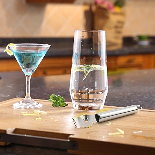 Premium Stainless Steel Lemon Zester & Grater with Channel Knife - Hanging Loop for Easy Storage - Perfect for Baking, Cooking & Garnishing Dishes