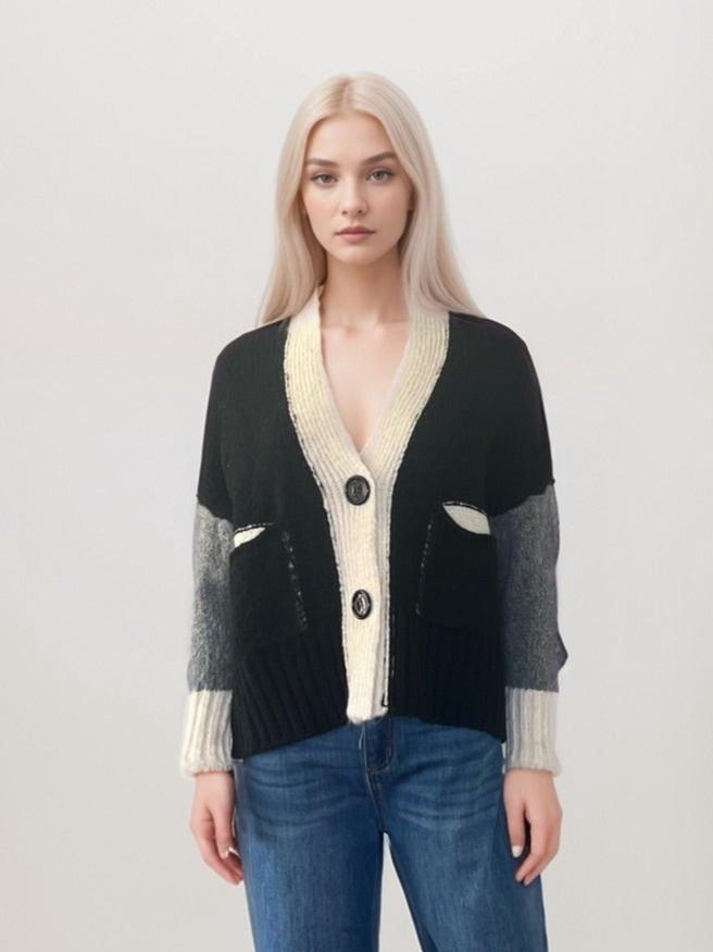 Stylish Rhodes Color Block Cardigan for Women | Trendy Knit Sweater | Perfect for Fall & Winter Outfits, Office Wear & Casual Weekends