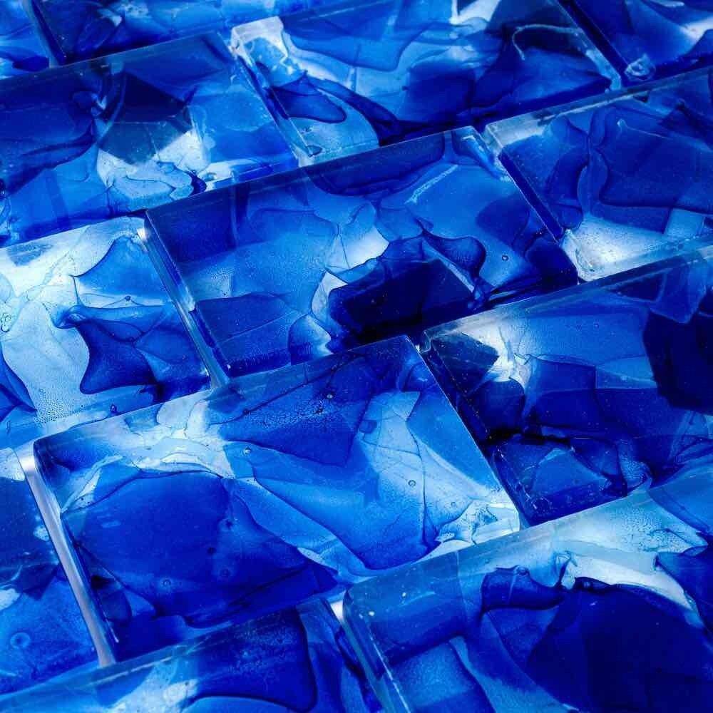 Premium Liquid Glass Mosaic Tile - Navy Blue 2
