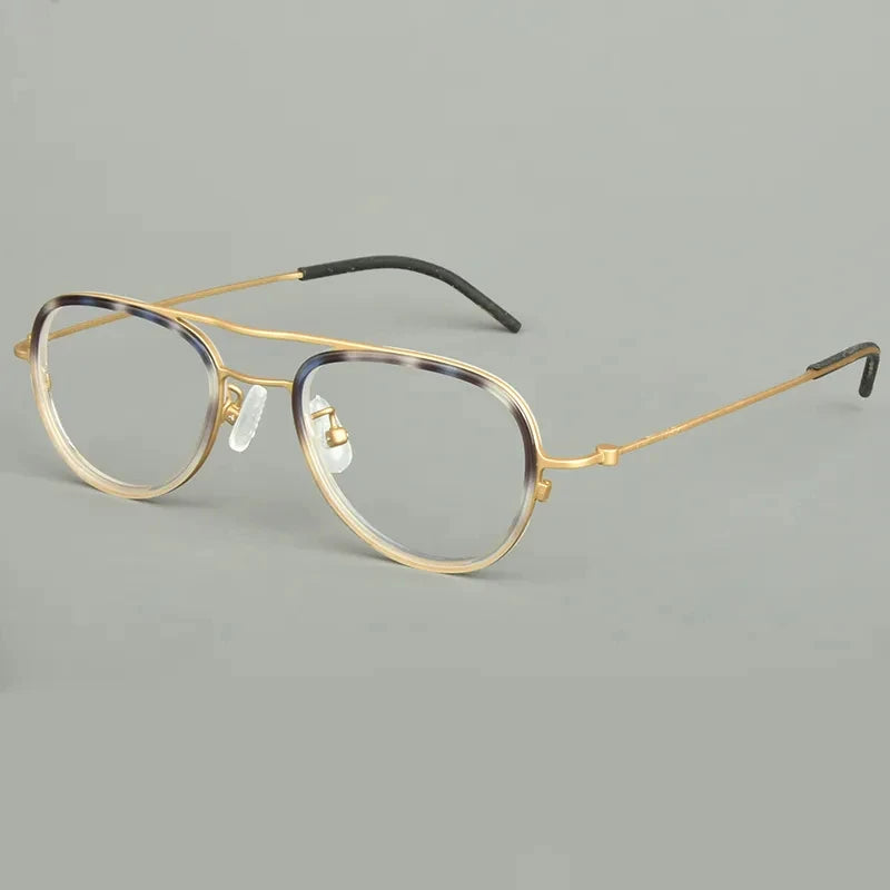 Stylish Aimee Unisex Full Rim Oval Double Bridge Titanium Acetate Eyeglasses Frame 14508 - Lightweight & Durable for Work, Reading & Everyday Fashion